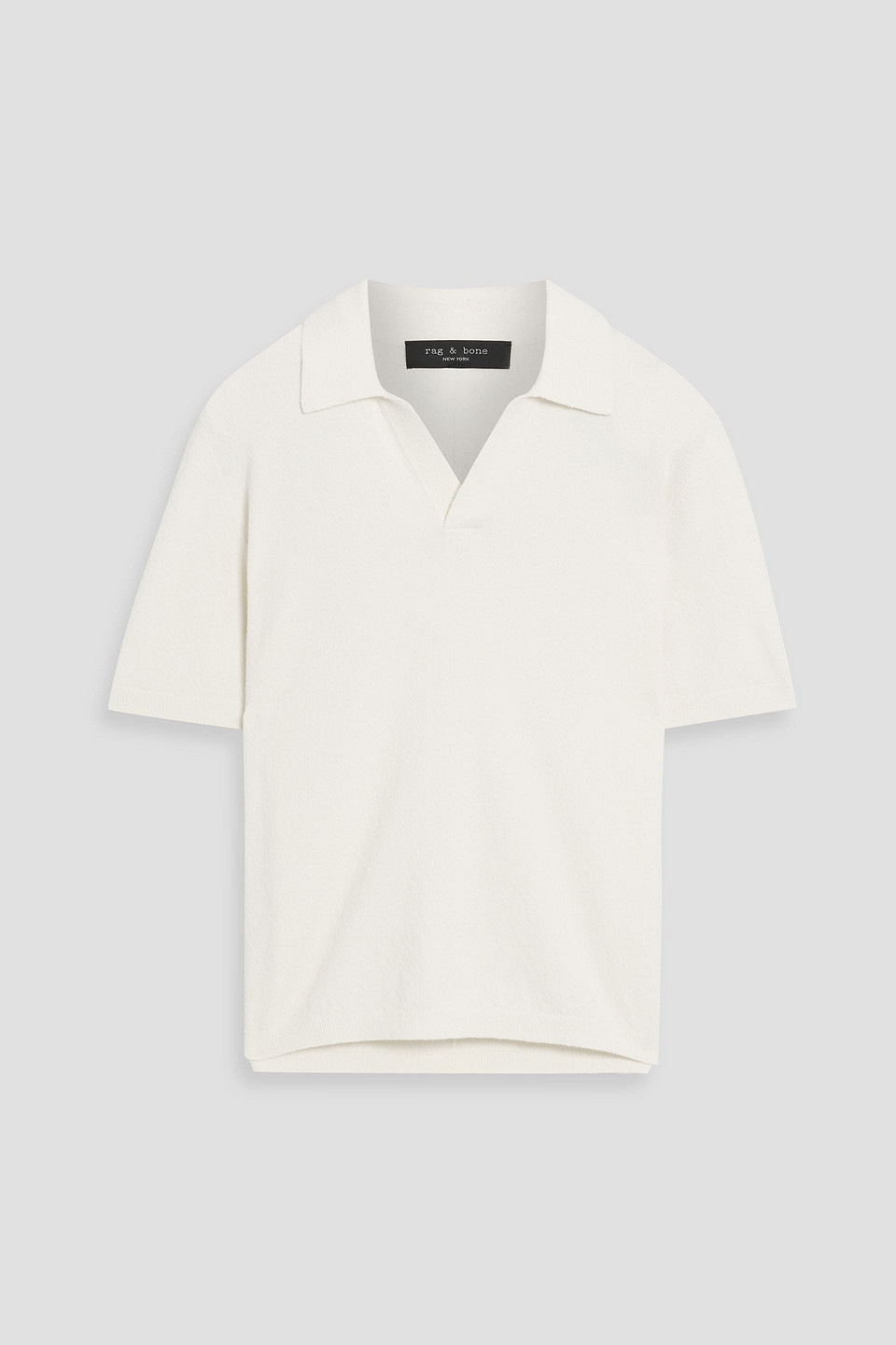 rag & bone - denny cotton-blend terry polo shirt - white - l