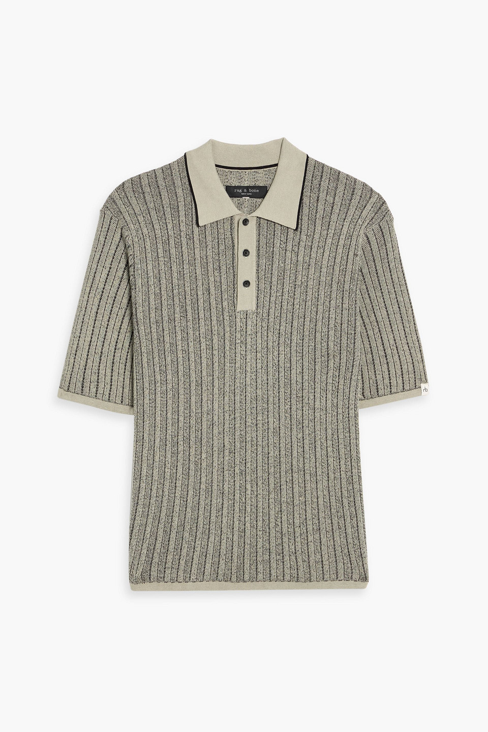 Rag & Bone Harvey Ribbed Cotton-blend Polo Shirt In Gray
