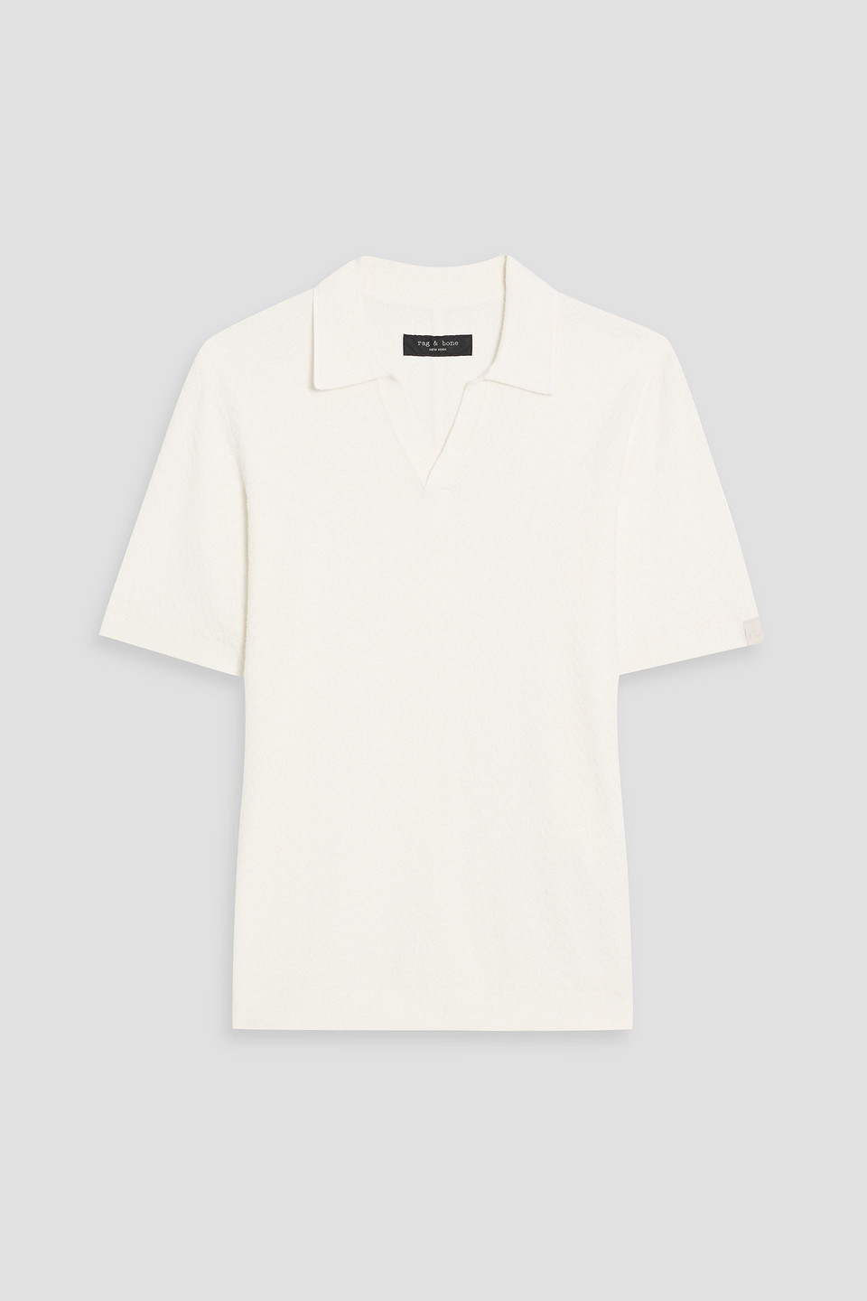 Rag & Bone Johnny Herringbone Terry Polo Shirt In White