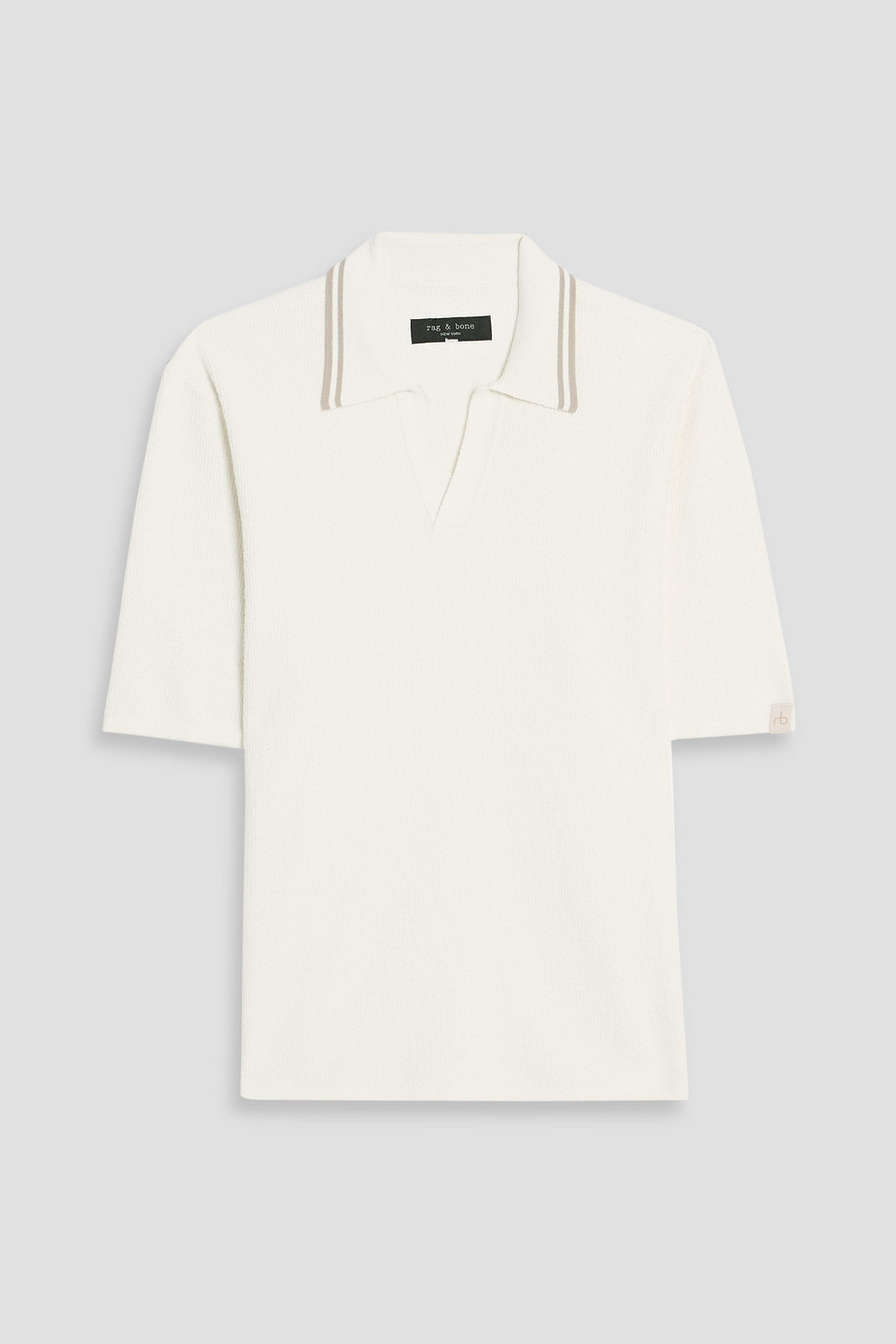 rag & bone - johnny ribbed cotton-blend terry polo shirt - white - s