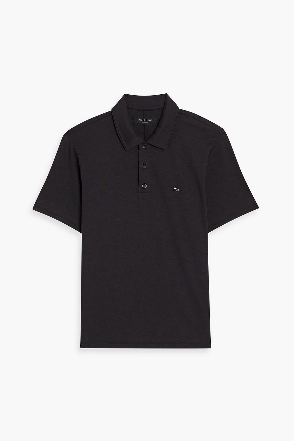 rag & bone - pima cotton-jersey polo shirt - black - s