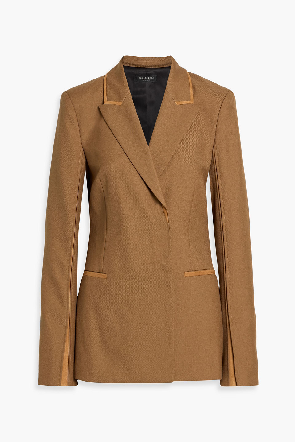 Rag & Bone Margaret Suede-trimmed Wool-blend Blazer In Brown