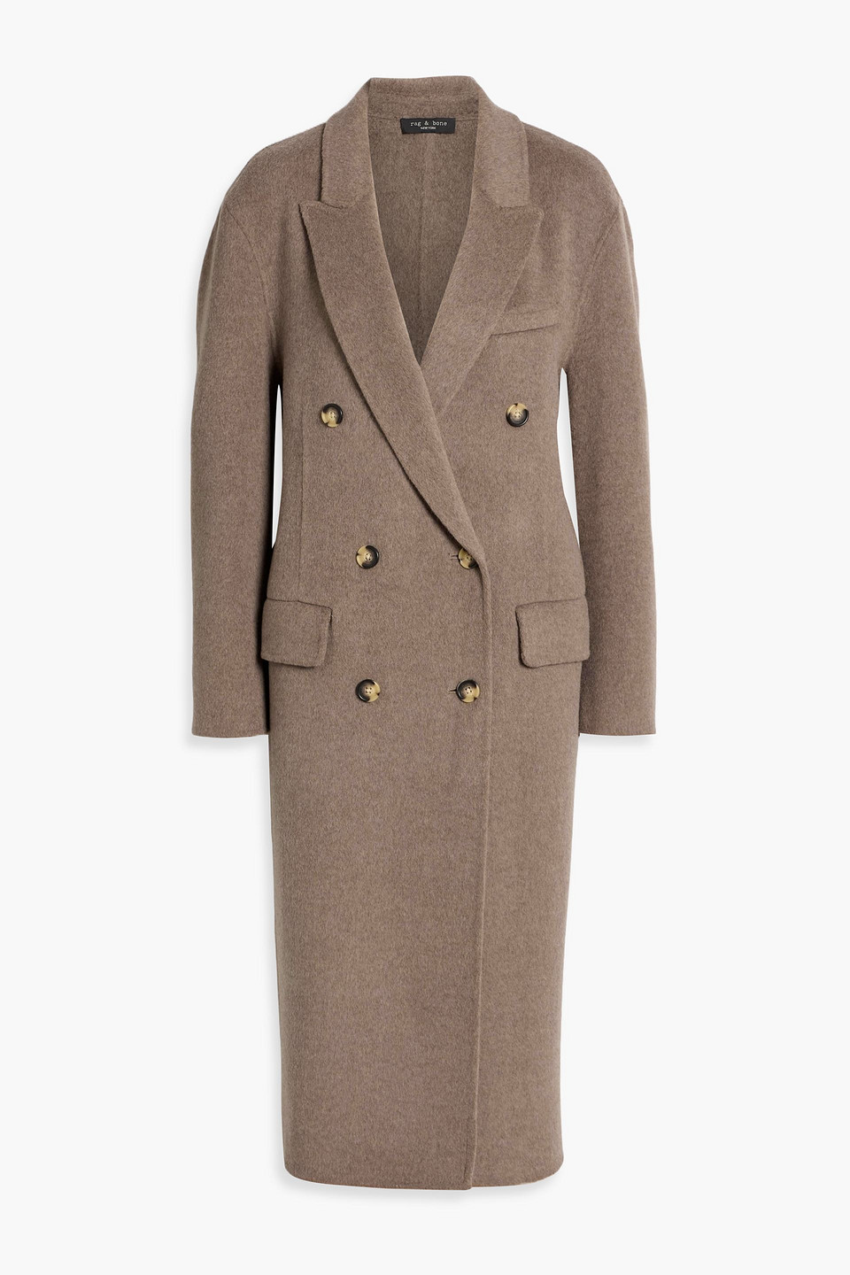 rag & bone - vasso double-breasted brushed wool-blend coat - neutral - m