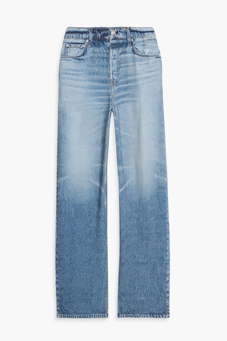 rag & bone - miramar denim-effect cotton-terry wide-leg pants - blue - xl