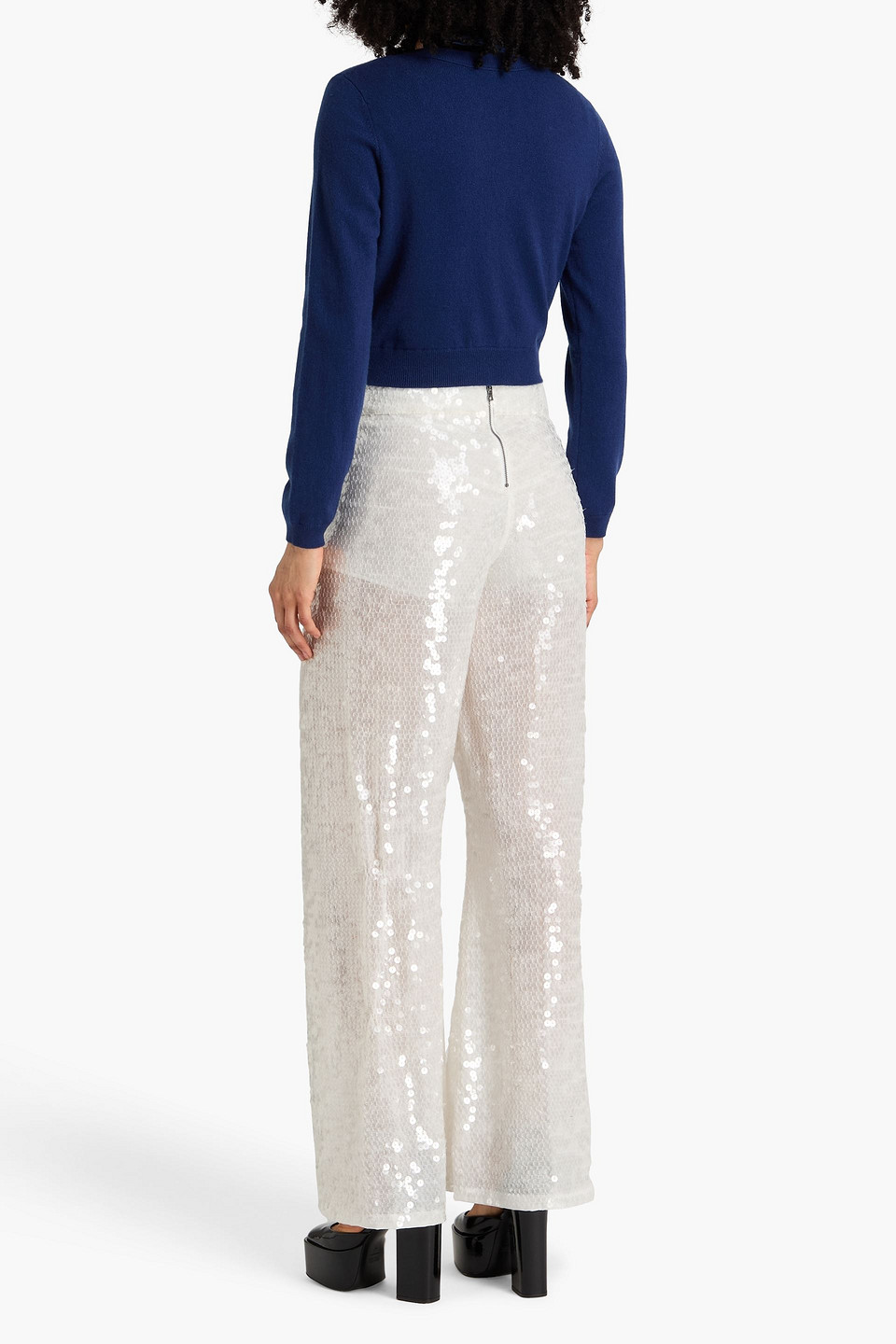  Alice Olivia - Cropped Pullover Aus Einer Kaschmirmischung - Blau - Xs 