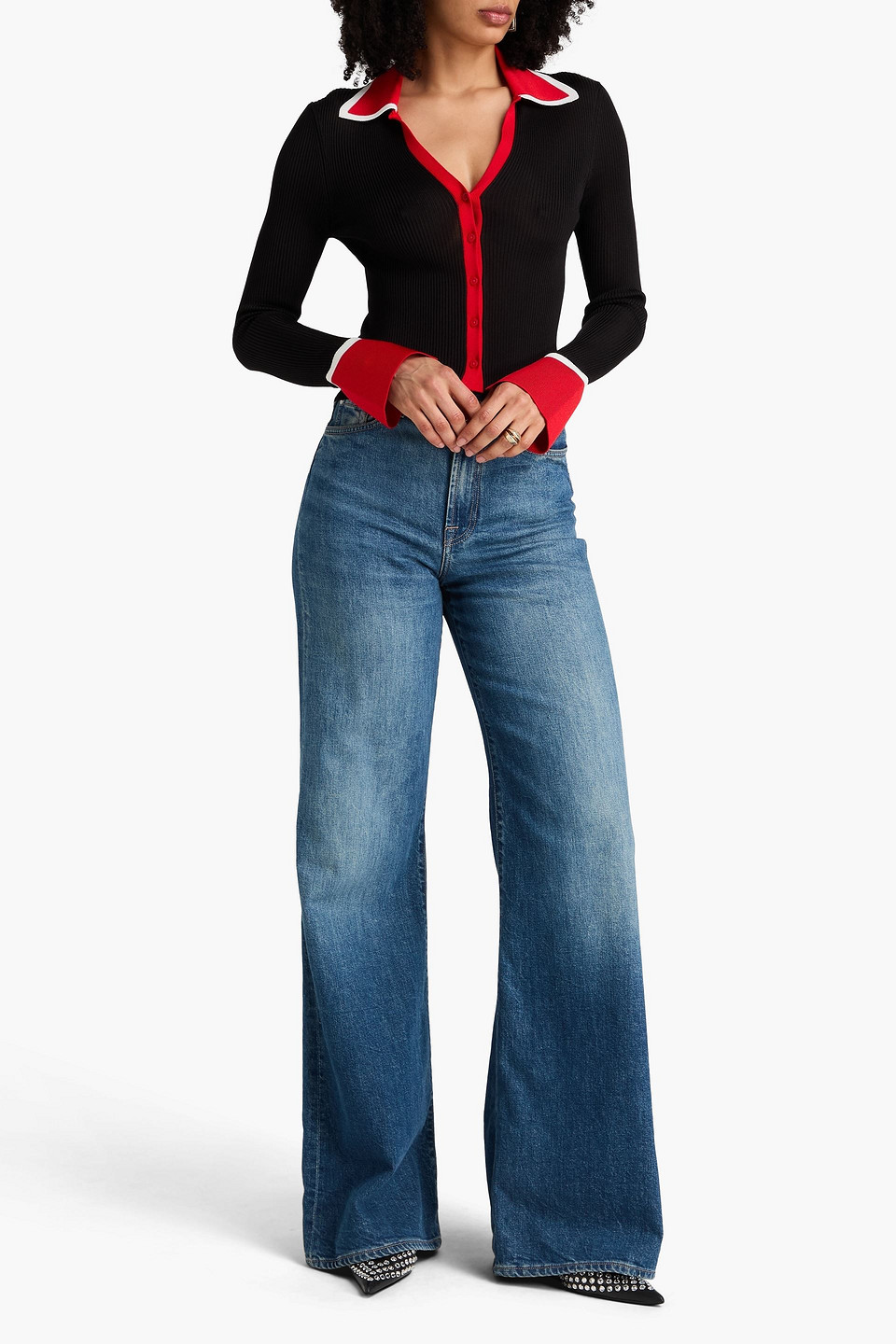  Alice Olivia - Cardigan Aus Rippstrick - Schwarz - S 