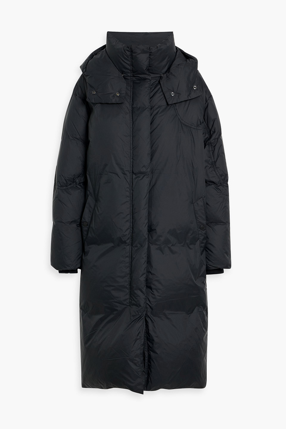 rag & bone - cadence quilted shell hooded down coat - black - xs