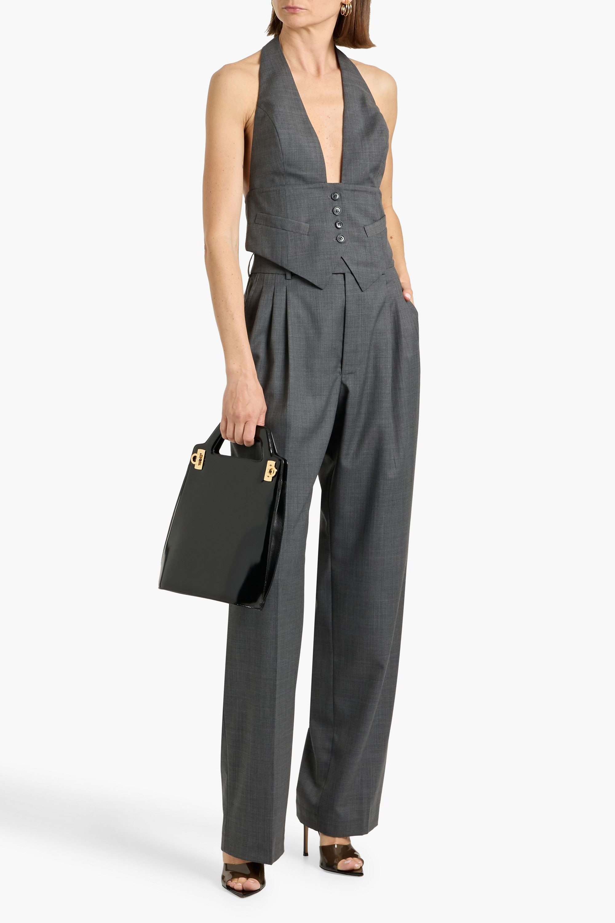 Ronny Kobo Soprano wool-blend twill wide-leg pants