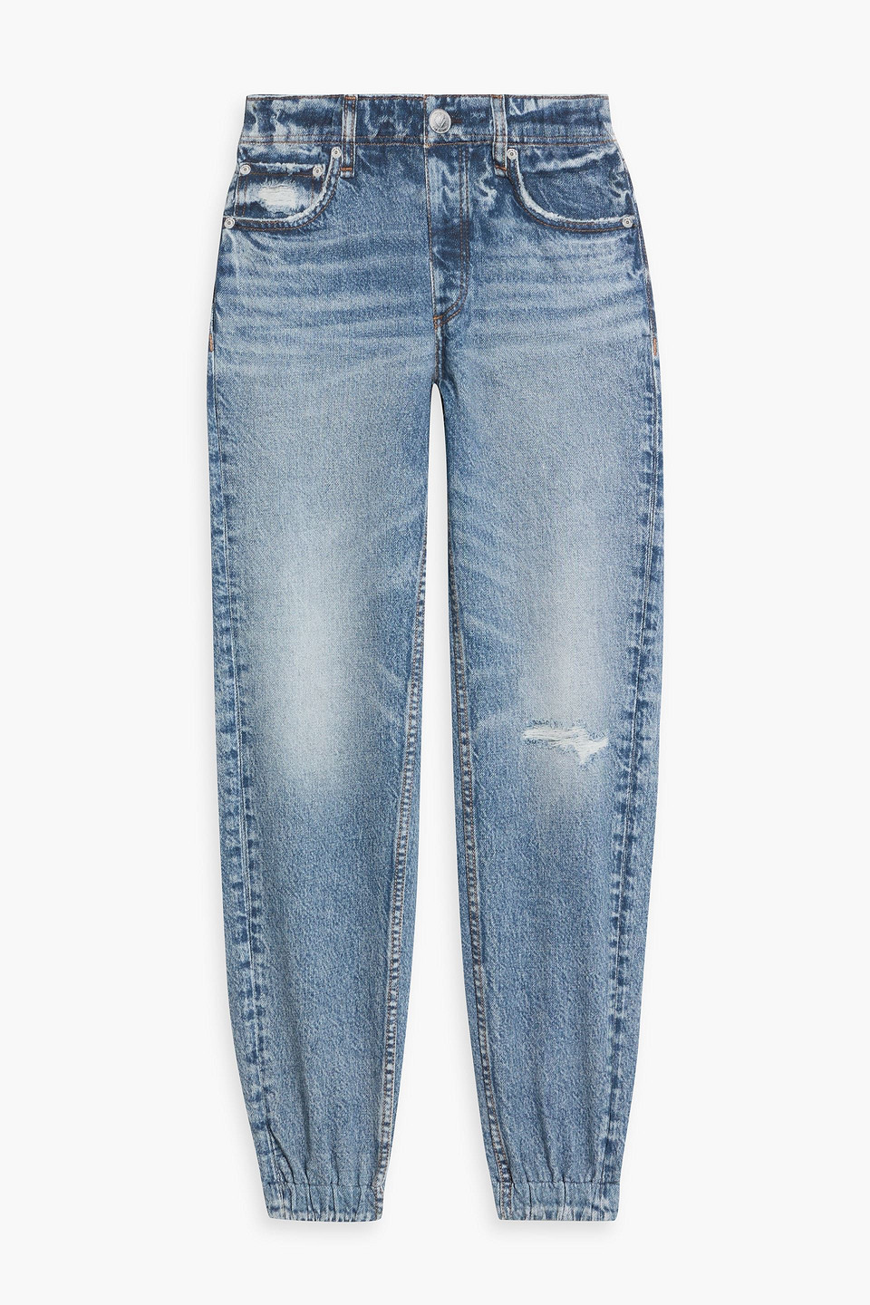 Rag & Bone Miramar Denim-effect Print French Cotton-terry Track Pants In Blue