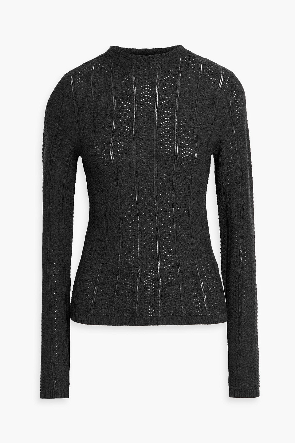 Rag & Bone Francesca Pointelle-knit Wool Sweater In Black