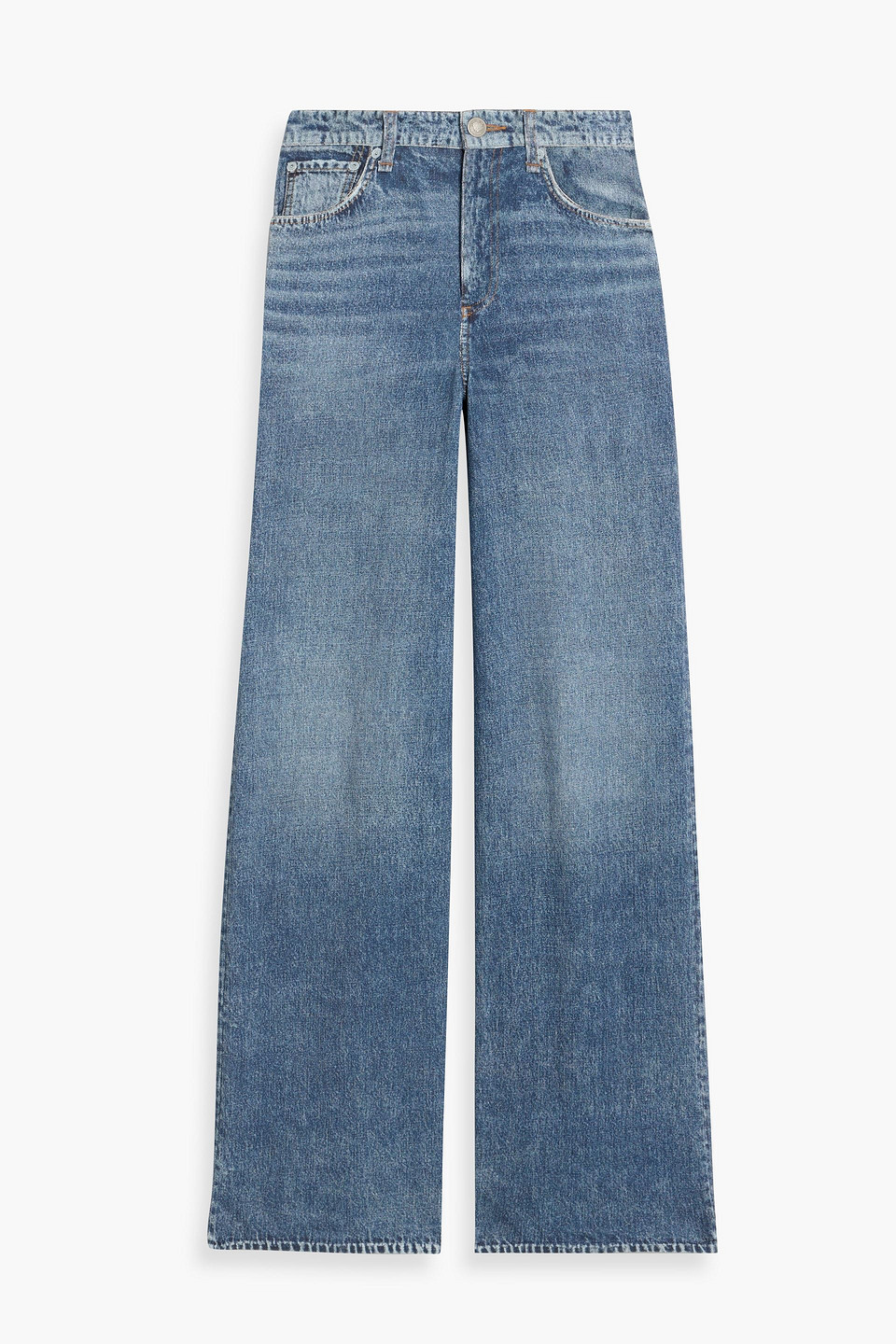 rag & bone - miramar sofie denim-effect print french-terry cotton wide-leg pants - blue - 31