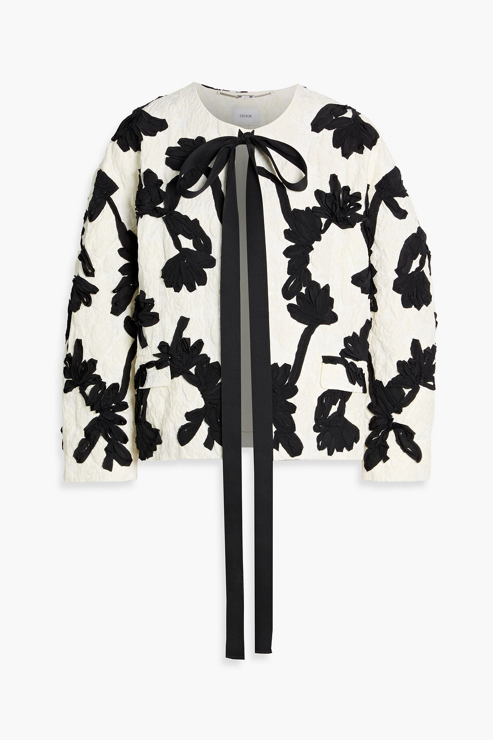 Erdem Appliquéd Cloqué-jacquard Jacket In White
