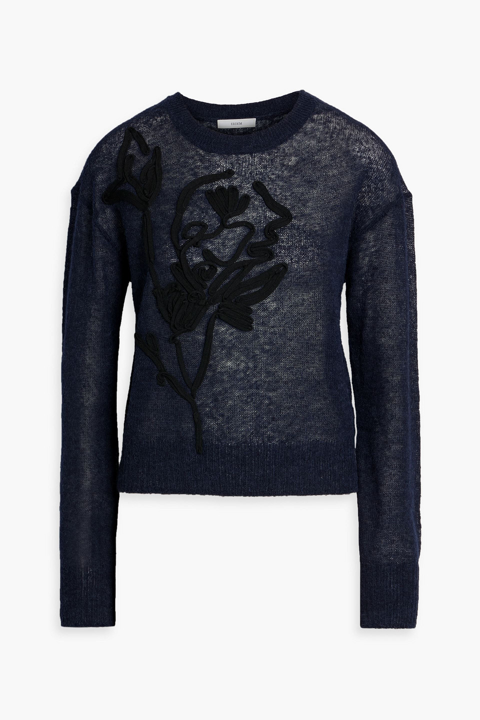 Erdem Appliquéd Brushed Knitted Sweater In Blue