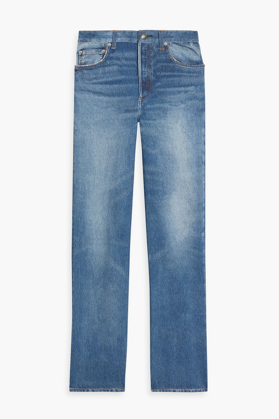 rag & bone - miramar shea denim-effect print french cotton-terry straight-leg pants - blue - 24