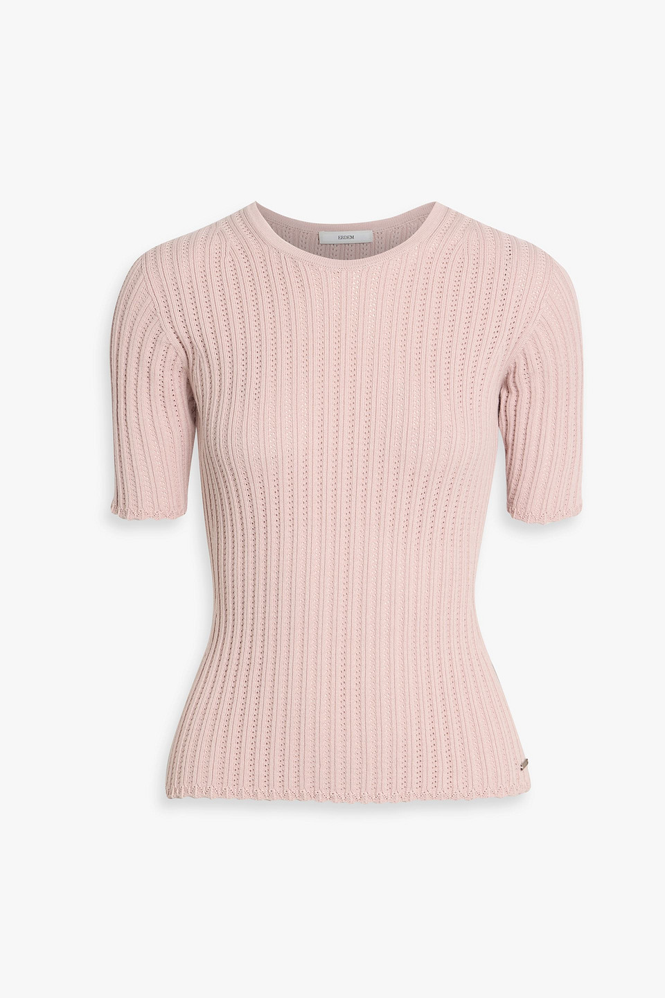erdem - pointelle-knit cotton top - pink - xs