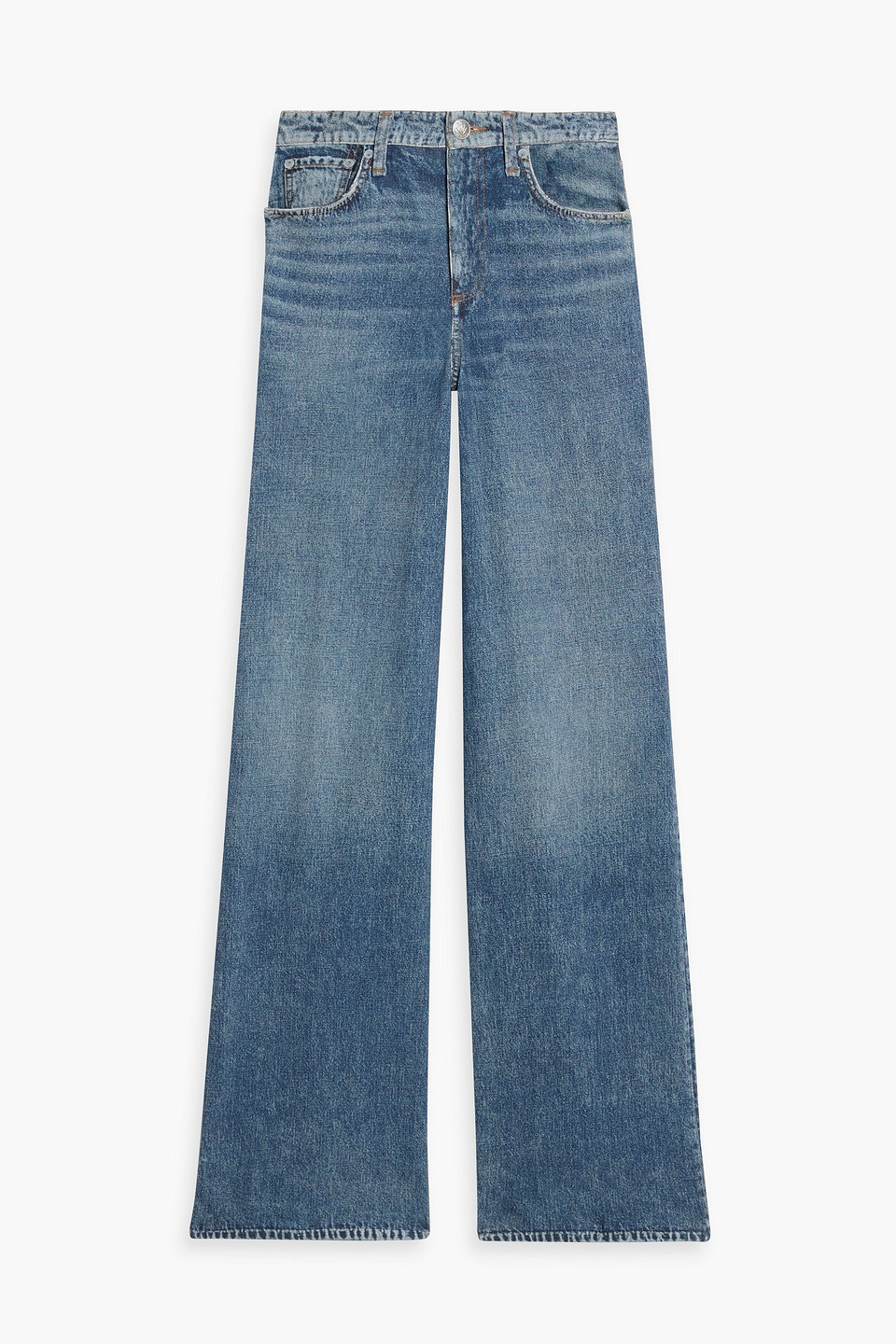 rag & bone - miramar sofie denim-effect print french cotton-terry wide-leg pants - blue - 30
