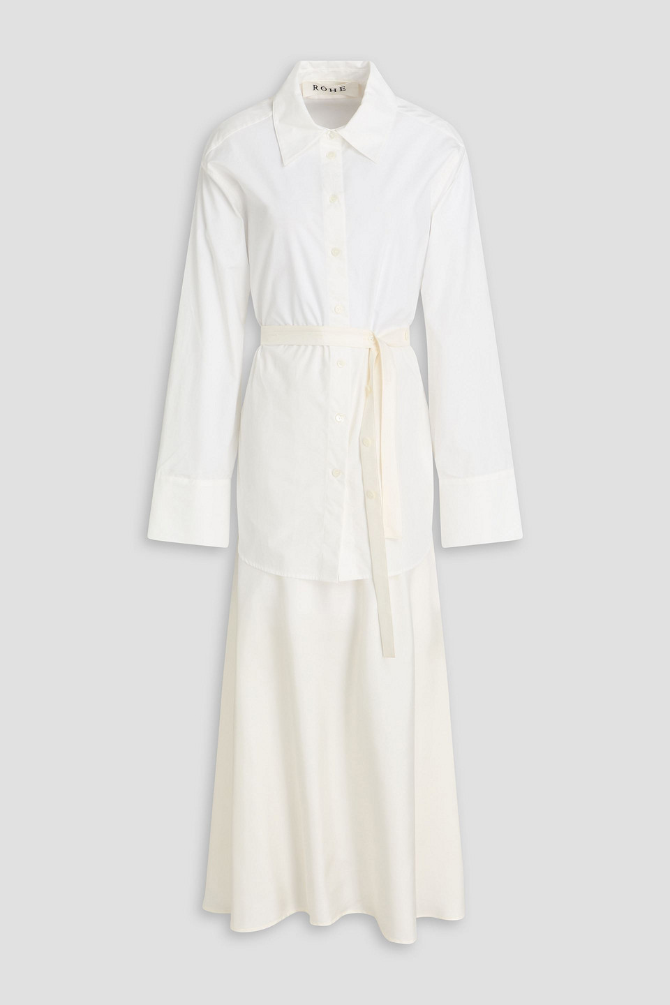 Rohe Twill-paneled Cotton-poplin Maxi Shirt Dress In White