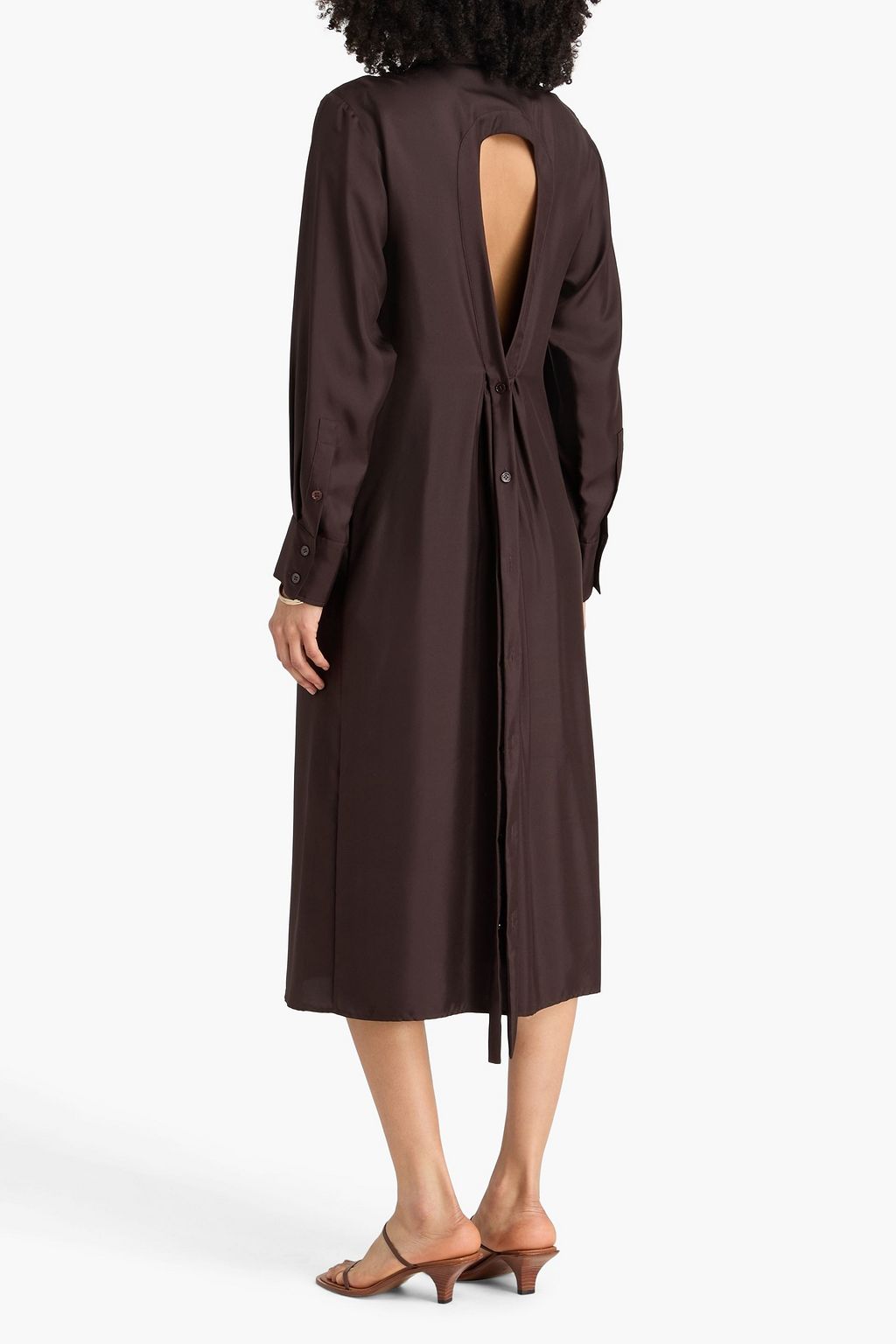 cut out ruched midi shirt dress Black Woven Cut Out Detail Ruched Midi Dress