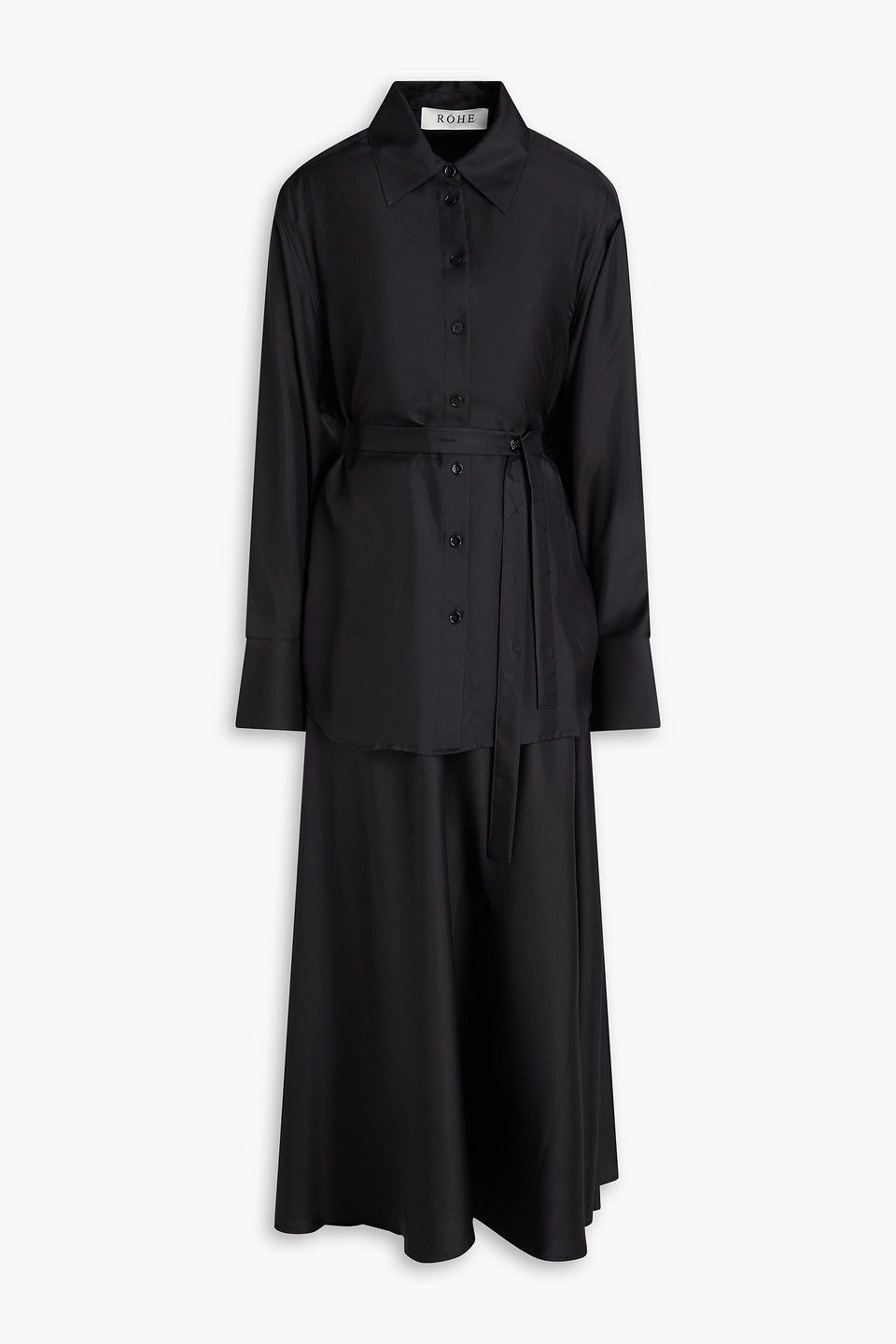Rohe Silk-twill Midi Shirt Dress In Black