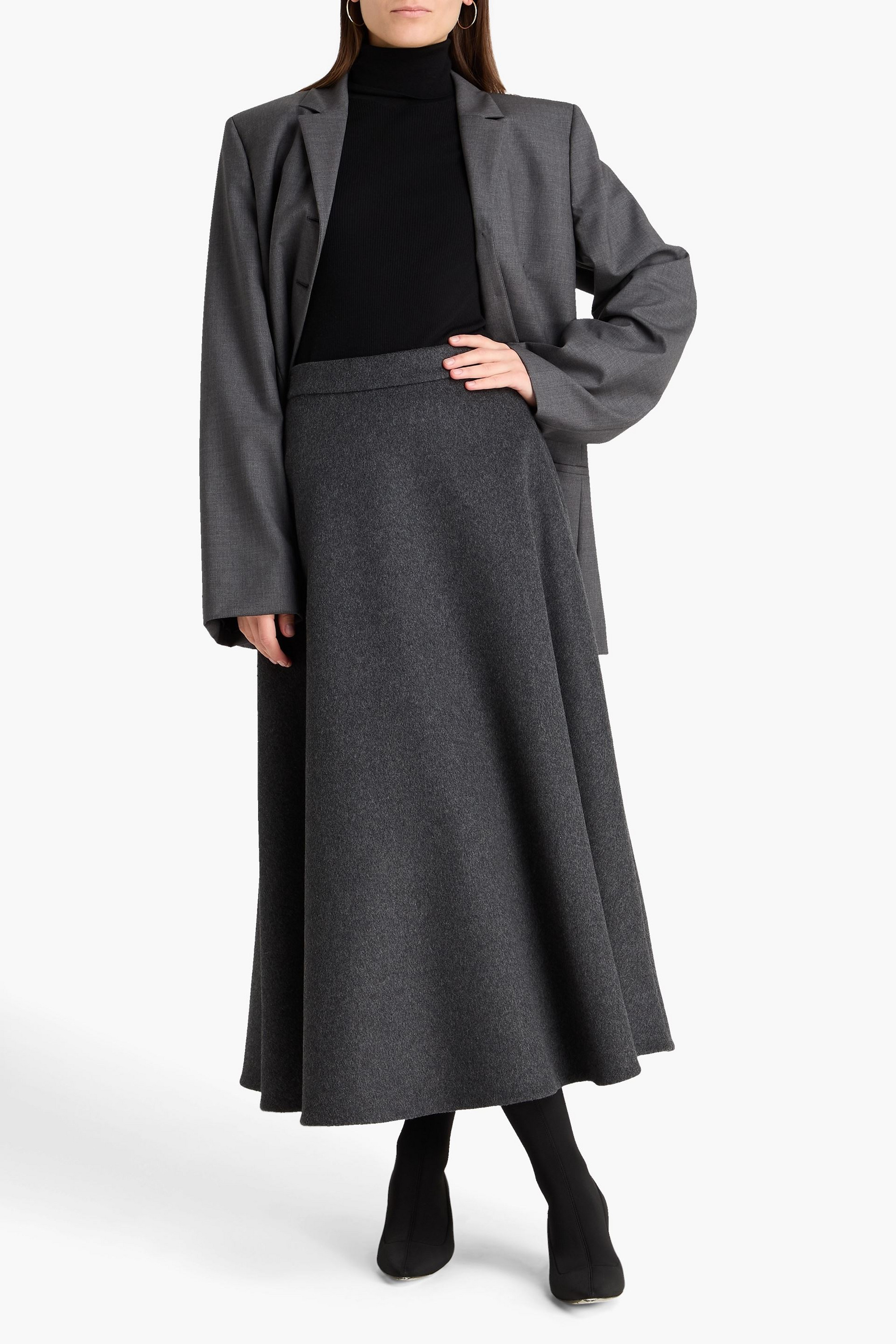 Róhe Wool-blend felt midi skirt