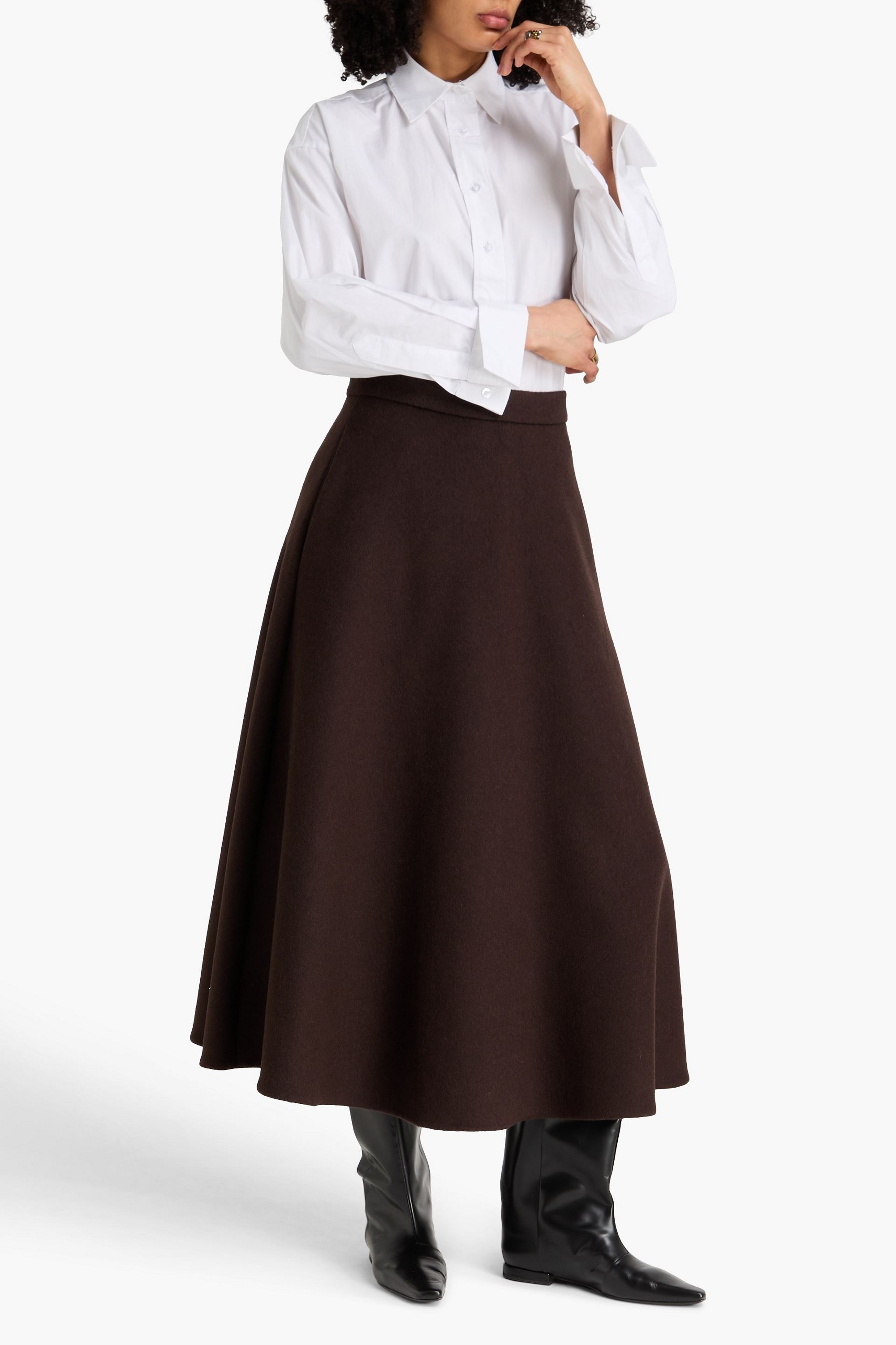 Róhe Wool-blend felt midi skirt