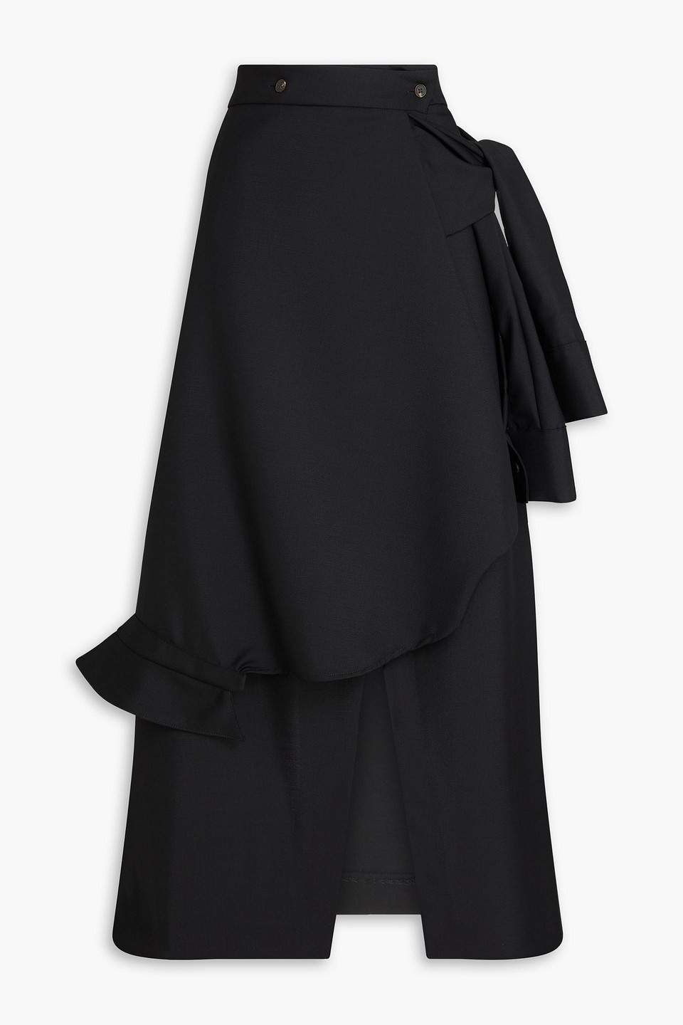 Rohe Layered Wool And Mohair-blend Midi Wrap Skirt In Black