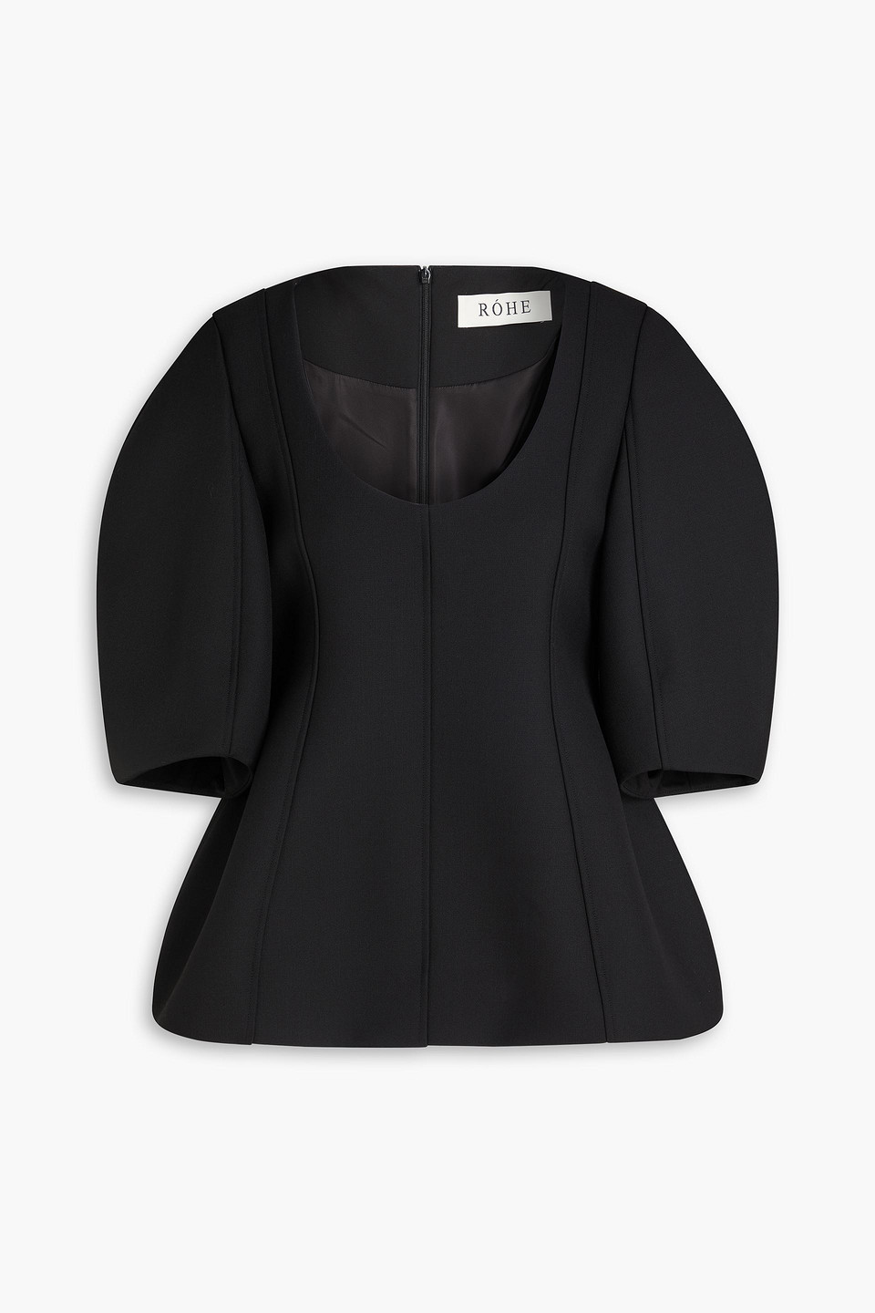 róhe - grain de poudre wool-blend peplum top - black - de 36