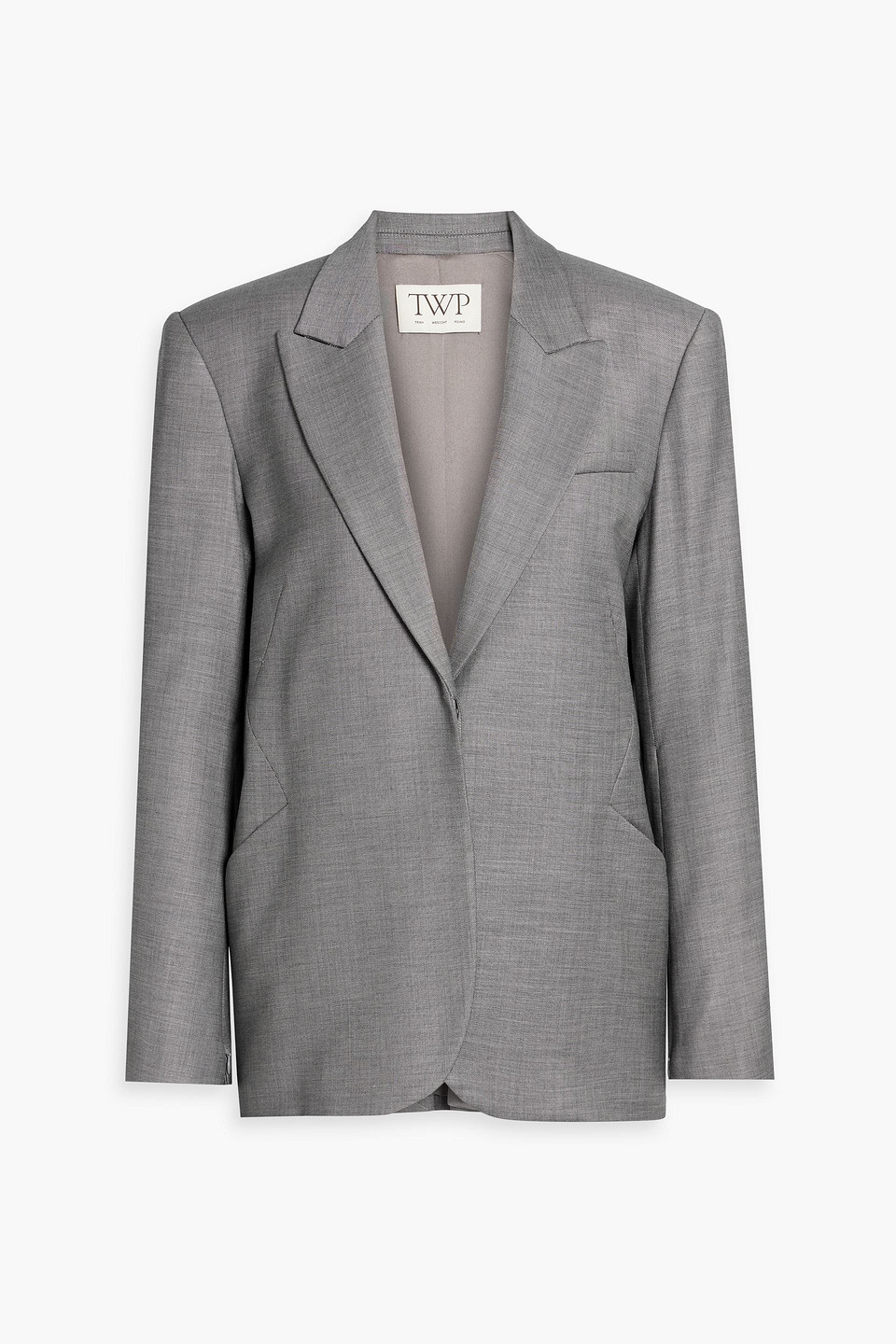 Twp Perfect Boyfriend Wool-blend Crepe Blazer In Gray