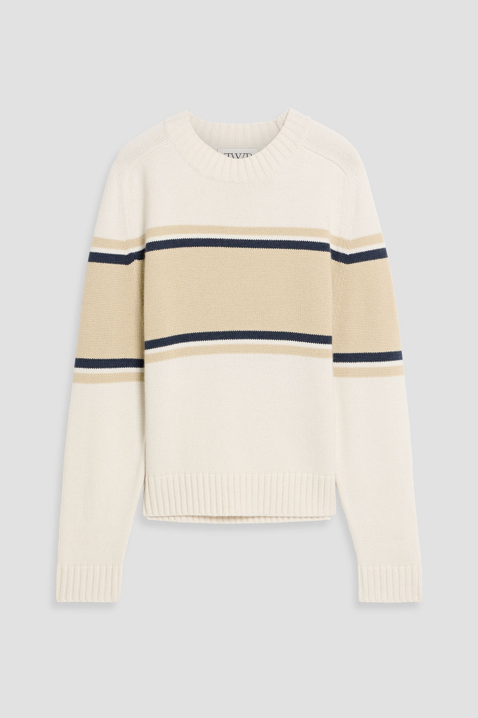 Twp Saddle Striped Cashmere Sweater In Neutral