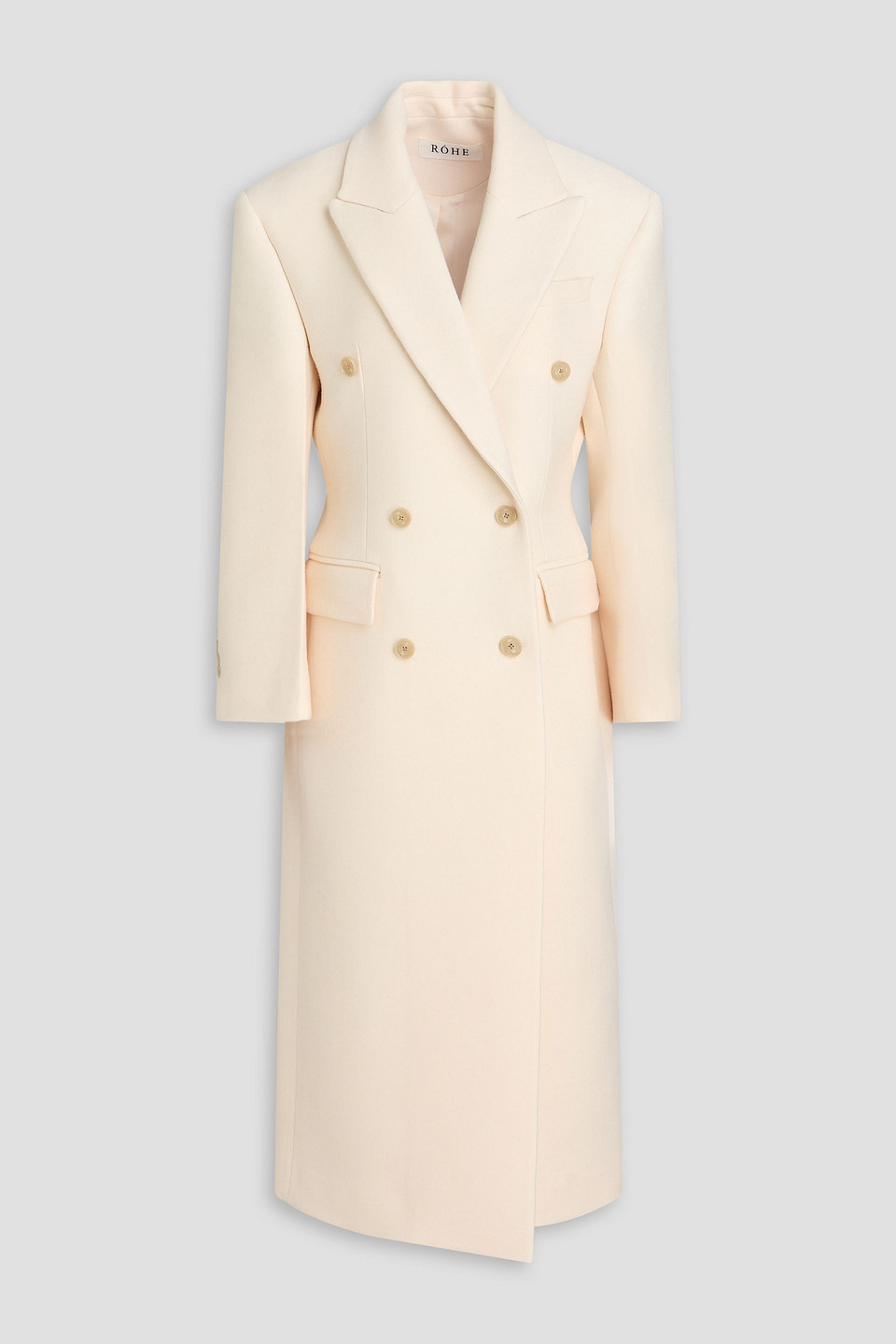 Rohe Double-breasted Wool-twill Coat In White