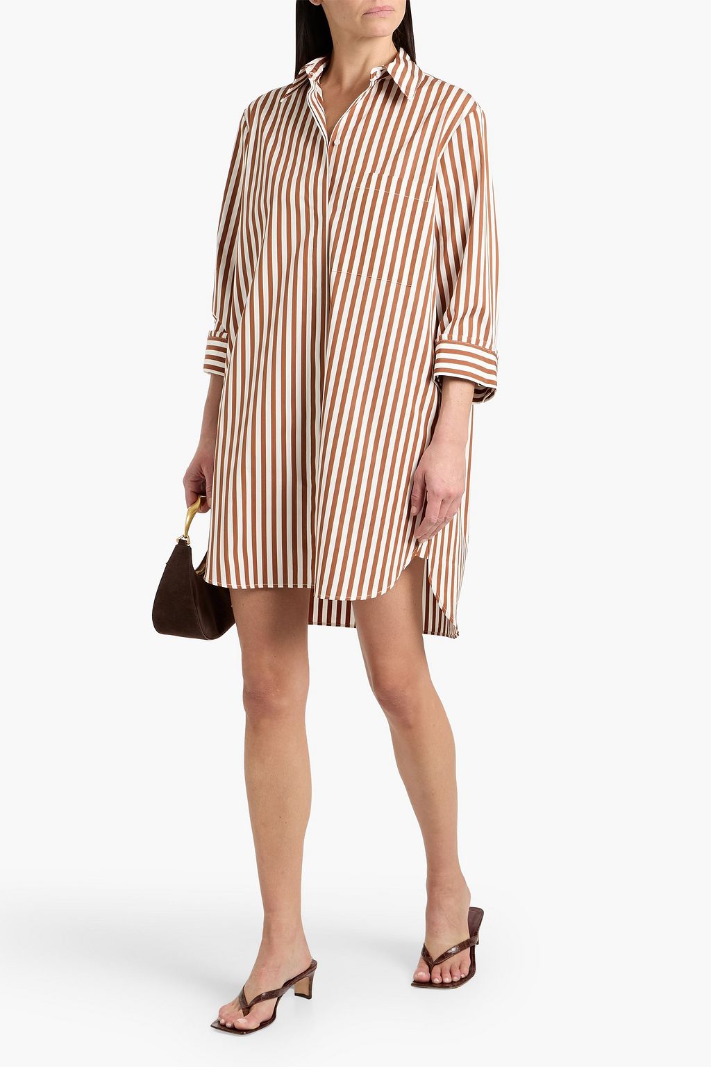 striped cotton poplin shirt dress Rosie Assoulin Tie Shirt Dress | Blue/Stripe | Size 2