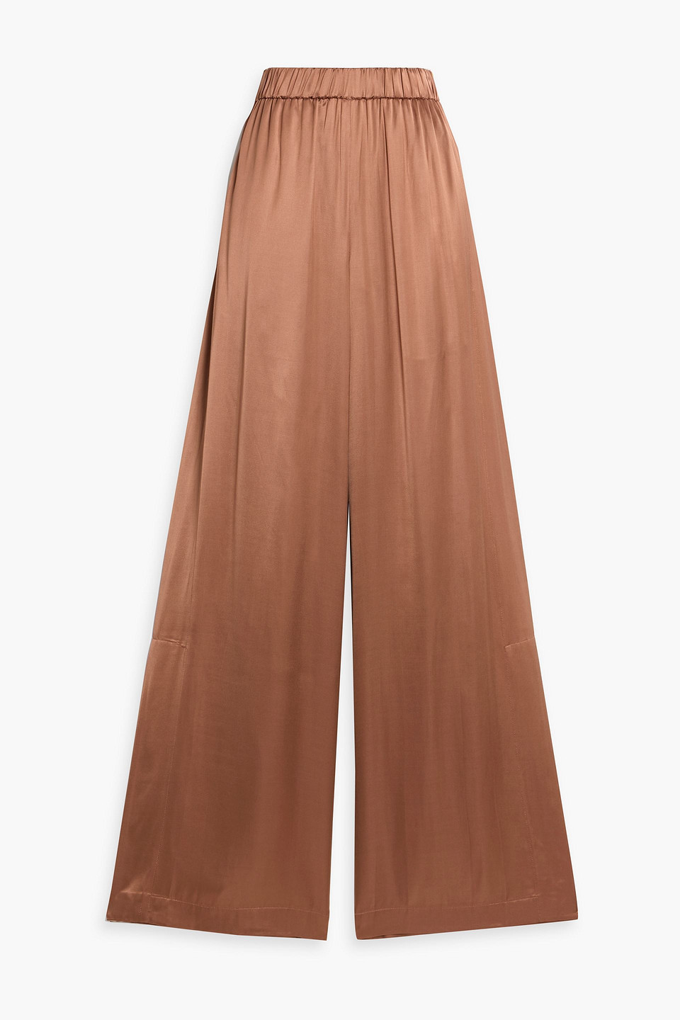 twp - eve pj striped satin wide-leg pants - brown - xxs