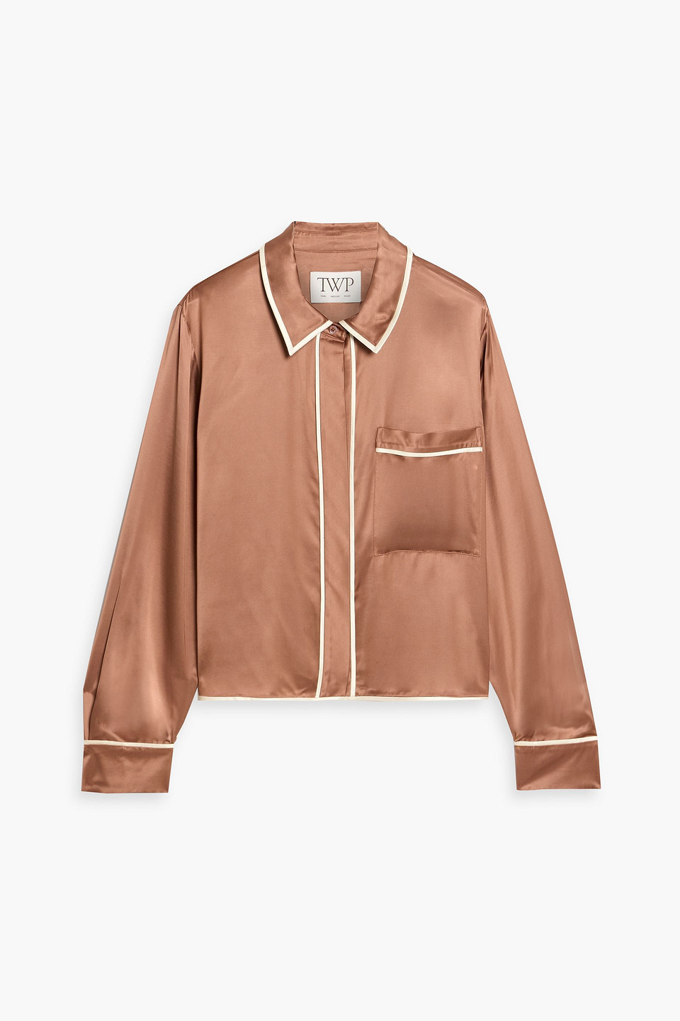 Twp Sleepover Satin Shirt In Brown
