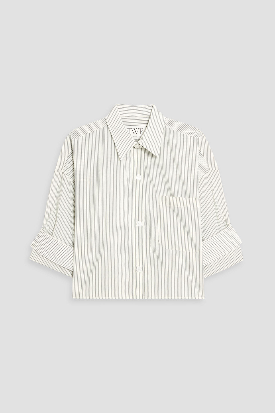 twp - next ex cropped striped cotton-poplin shirt - white - m/l