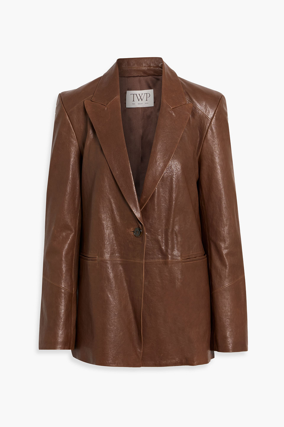 twp - james leather blazer - brown - s