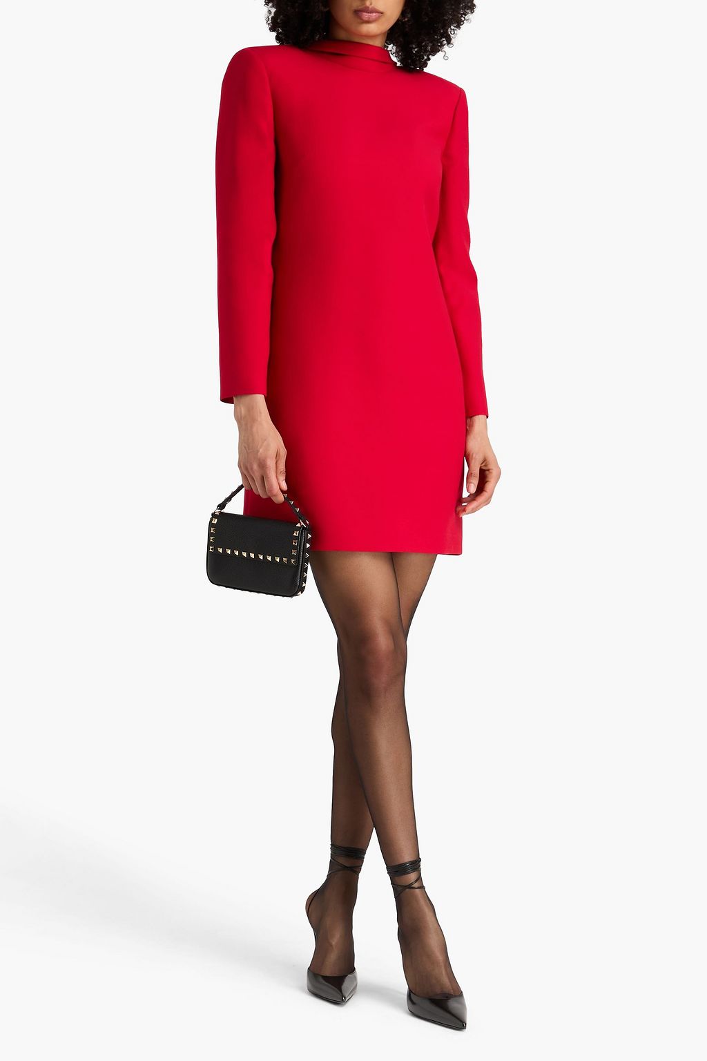 VALENTINO GARAVANI Bow-detailed wool and silk-blend crepe mini dress | THE  OUTNET