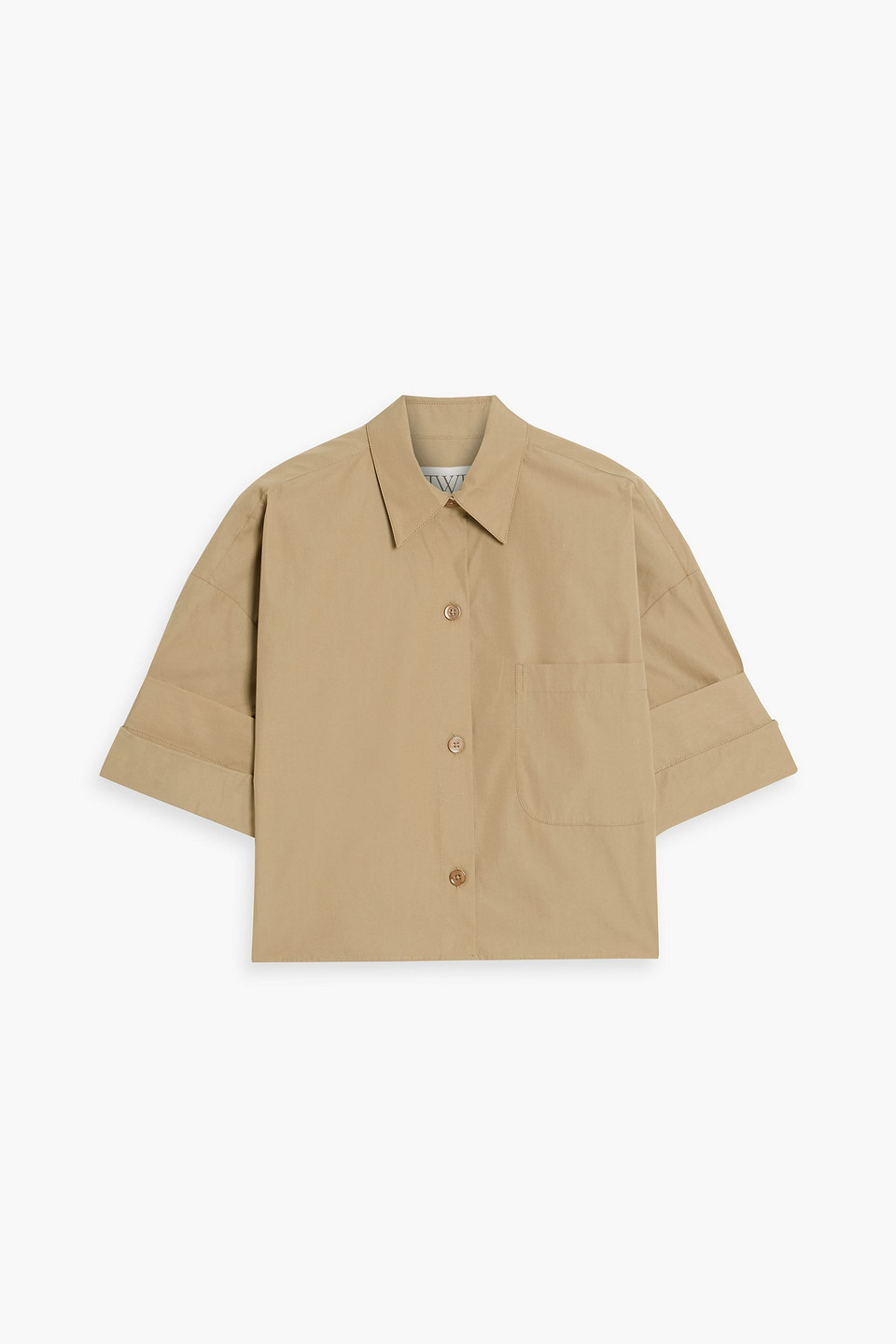 twp - next ex cropped cotton-poplin shirt - brown - xs/s