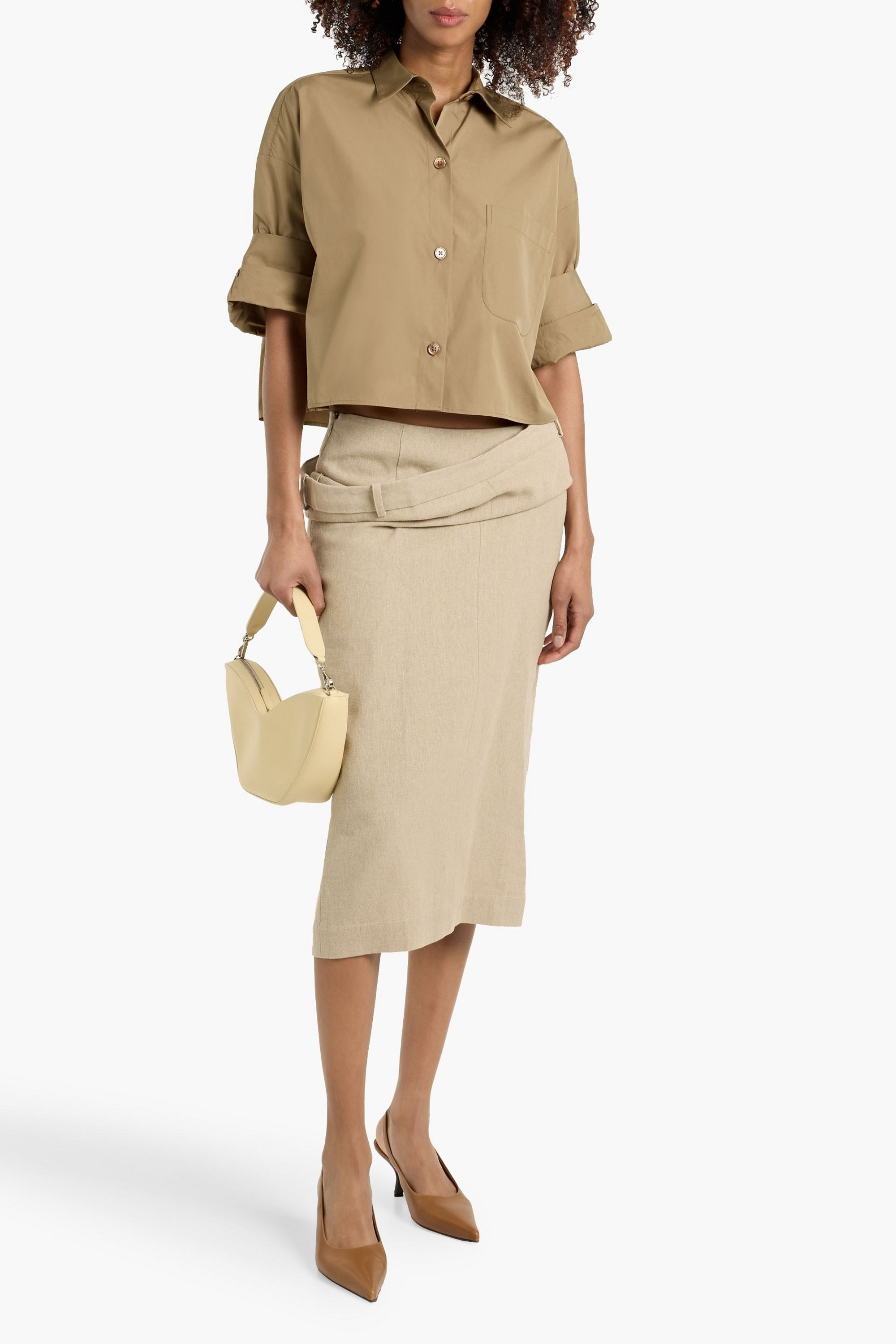 TWP Next Ex cropped cotton-poplin shirt