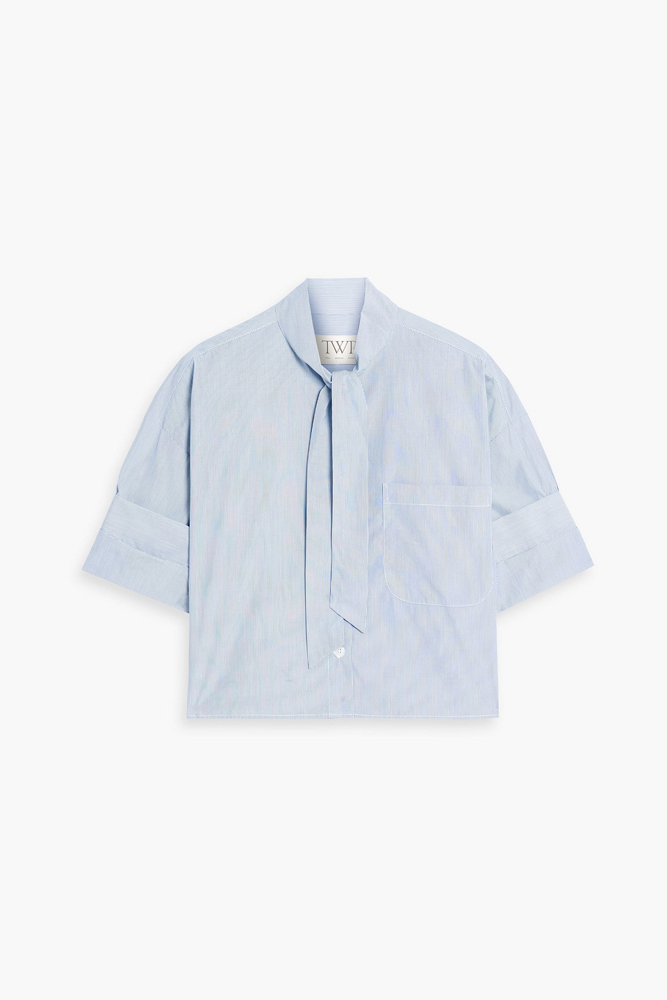 twp - next ex cropped striped cotton-poplin shirt - blue - xxs