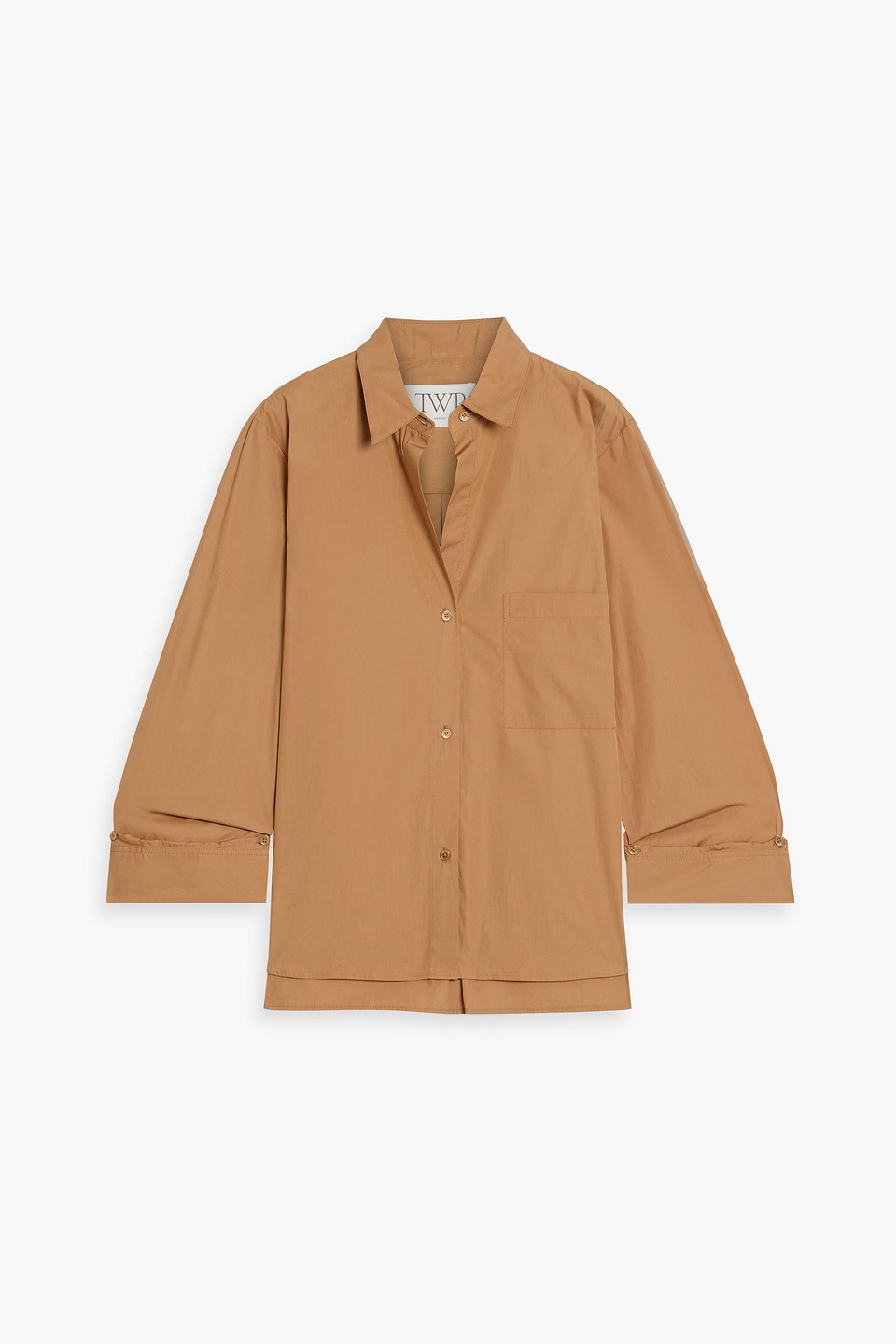twp - next morning cotton-poplin shirt - brown - xs/s