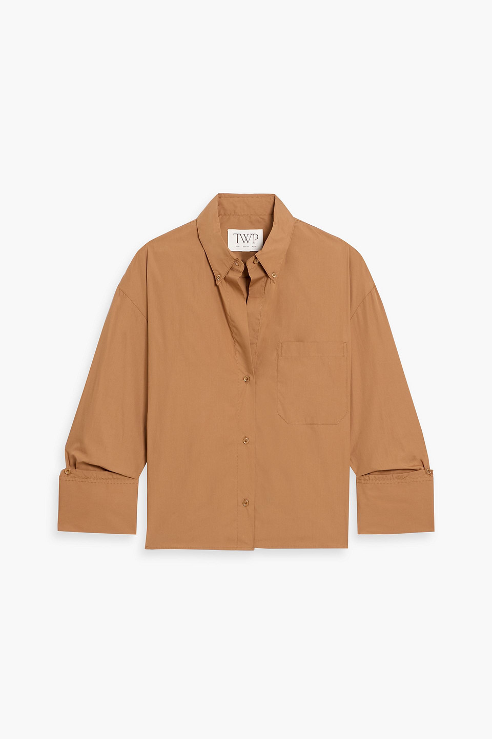 twp - j.d. cotton-poplin shirt - brown - s
