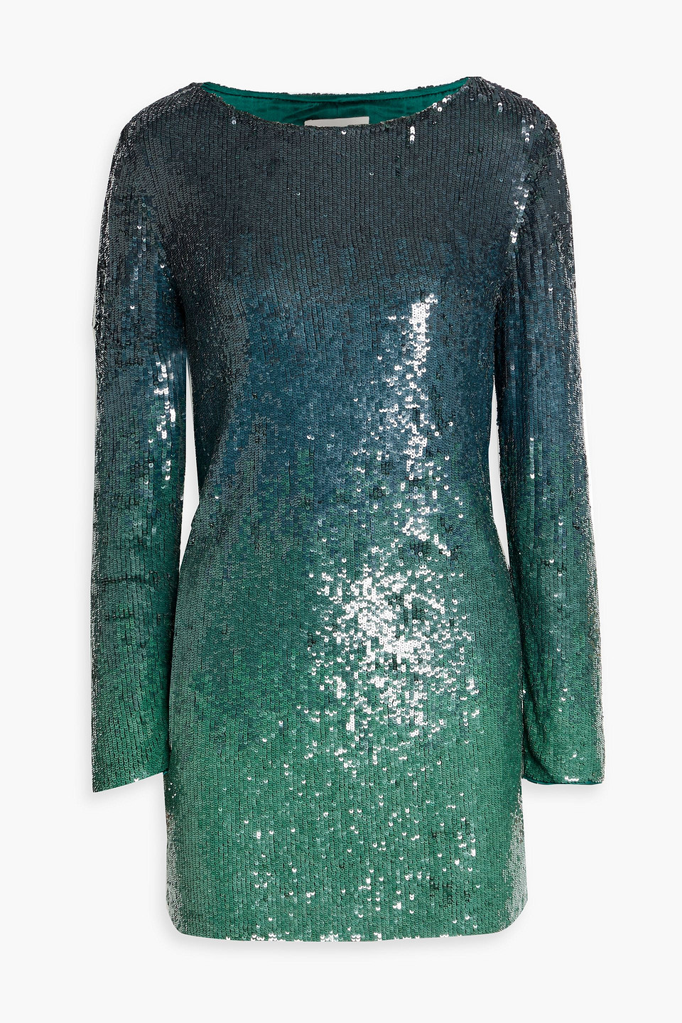 Twp Dégradé Sequined Mesh Mini Dress In Green