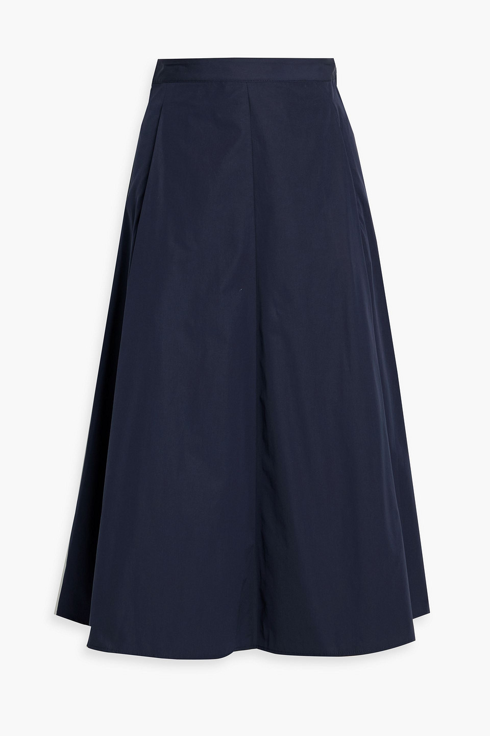Twp House Pleated Cotton-poplin Midi Skirt In Blue