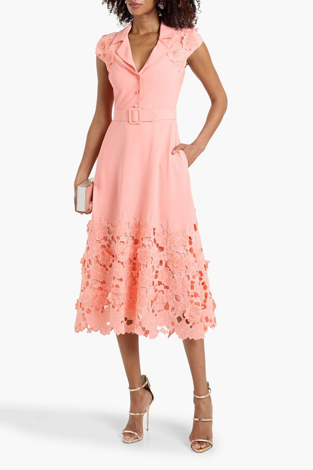 Badgley Mischka womens Lace Hem Combo Day Dress, 8, Pink, Women's Badgley Mischka womens Lace Hem Combo Day Dress, 8, Pink, Women's