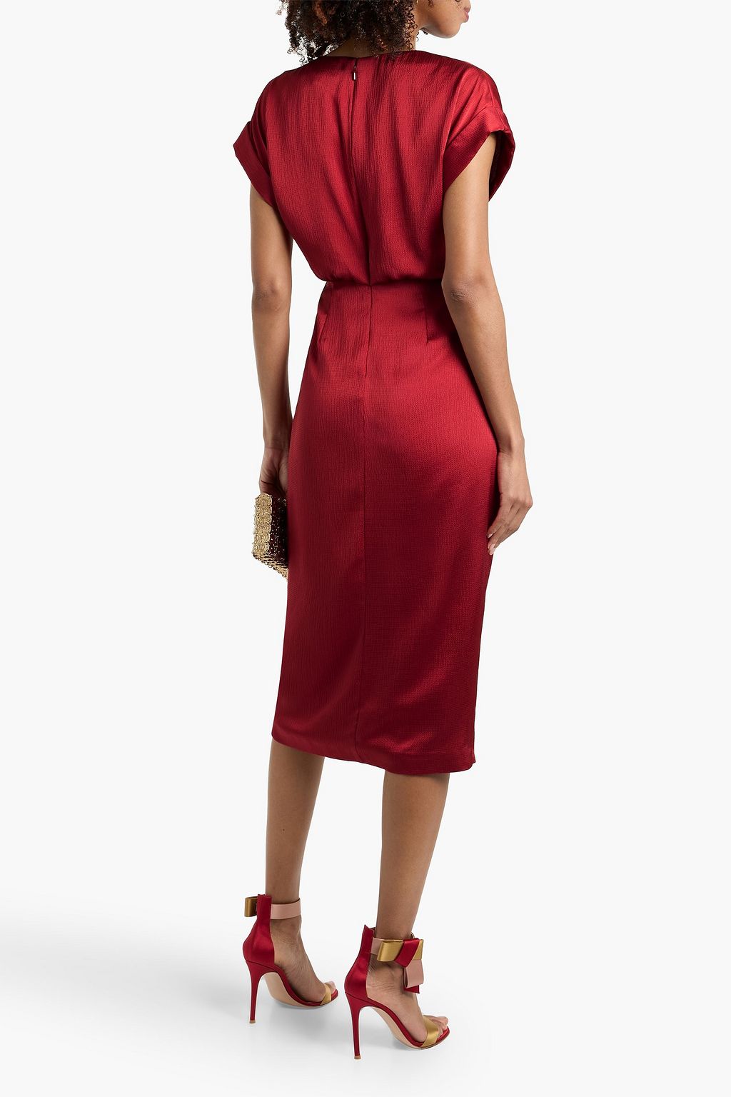 BADGLEY MISCHKA Wrap-effect hammered-satin dress | THE OUTNET BADGLEY MISCHKA Wrap-effect hammered-satin dress | THE OUTNET