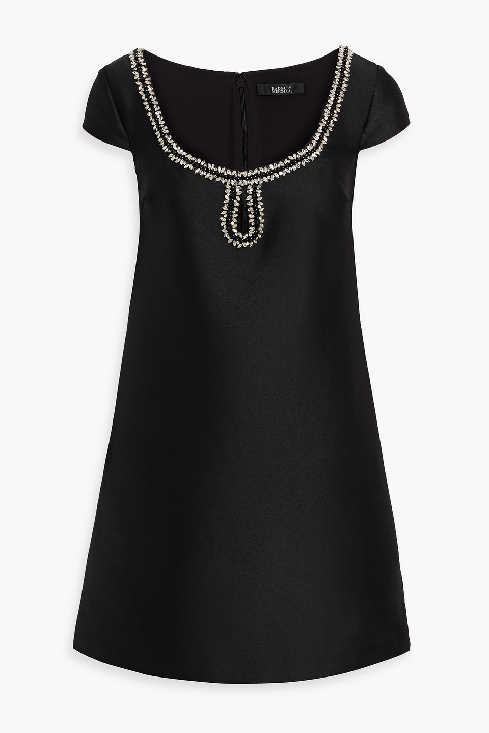 badgley mischka - embellished twill mini dress - black - us 4