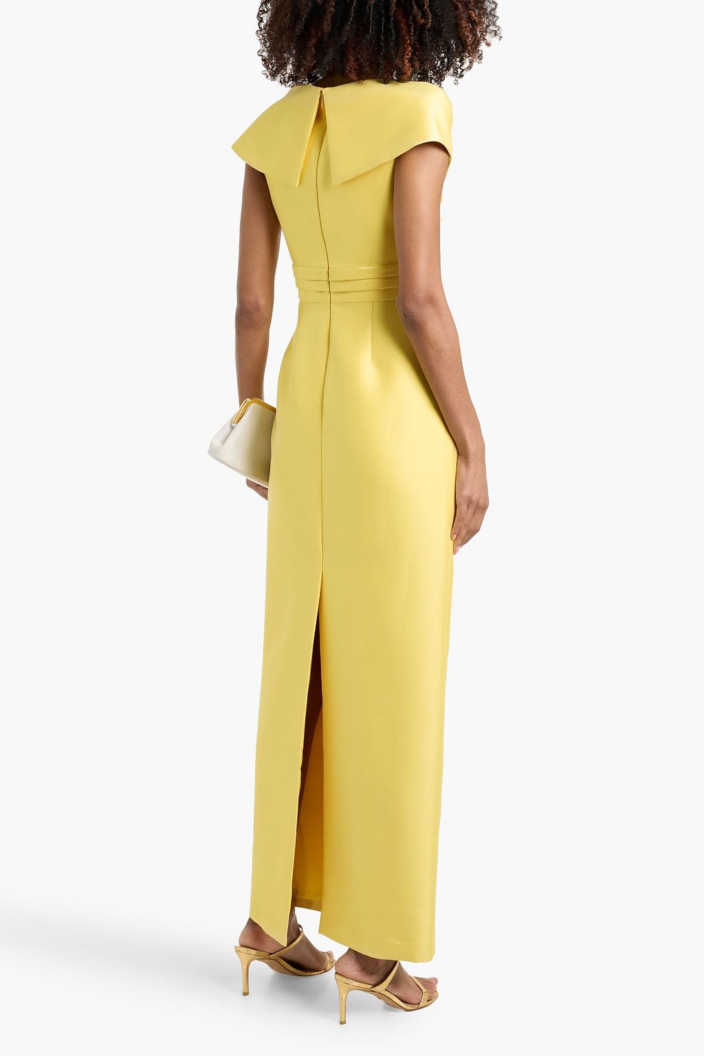 badgley mischka golden hue dress Badgley Mischka | Gazar 3D Midi Cocktail Dress in Marigold main image 1