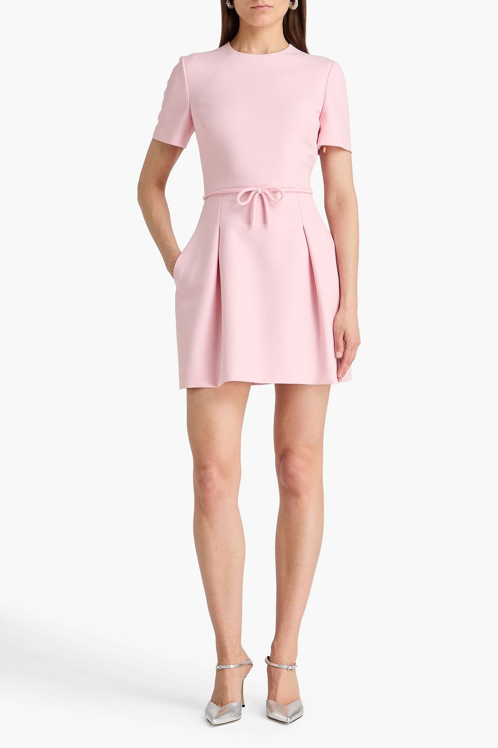 knee length dresses for ladies VALENTINO Baby Pink Cape Mini Dress main image 0
