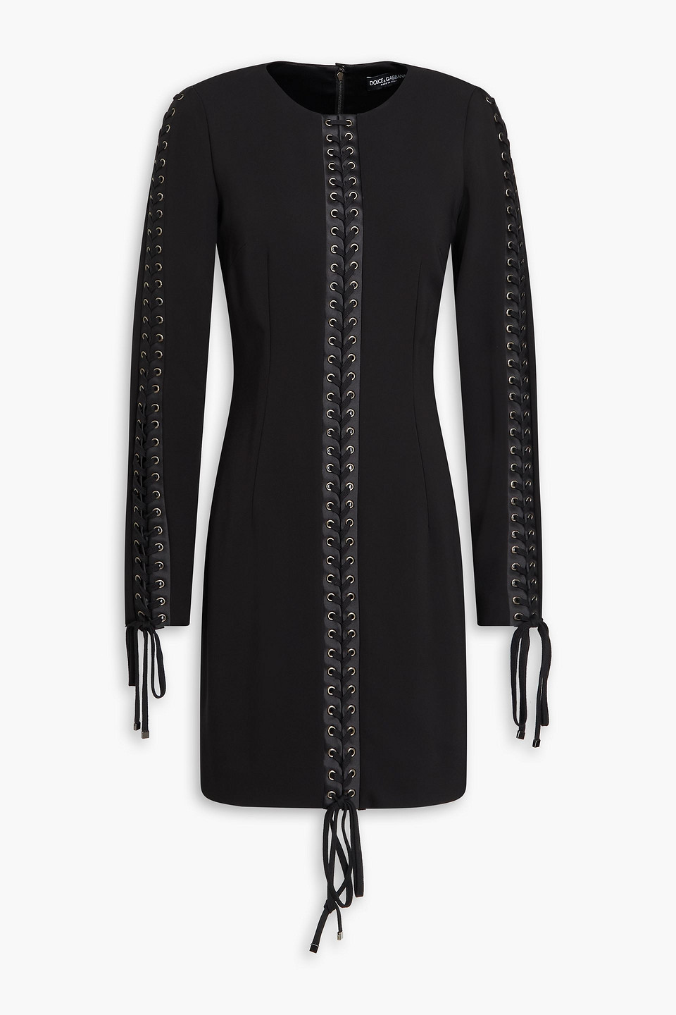 dolce&gabbana - lace-up stretch-crepe mini dress - black - it 38