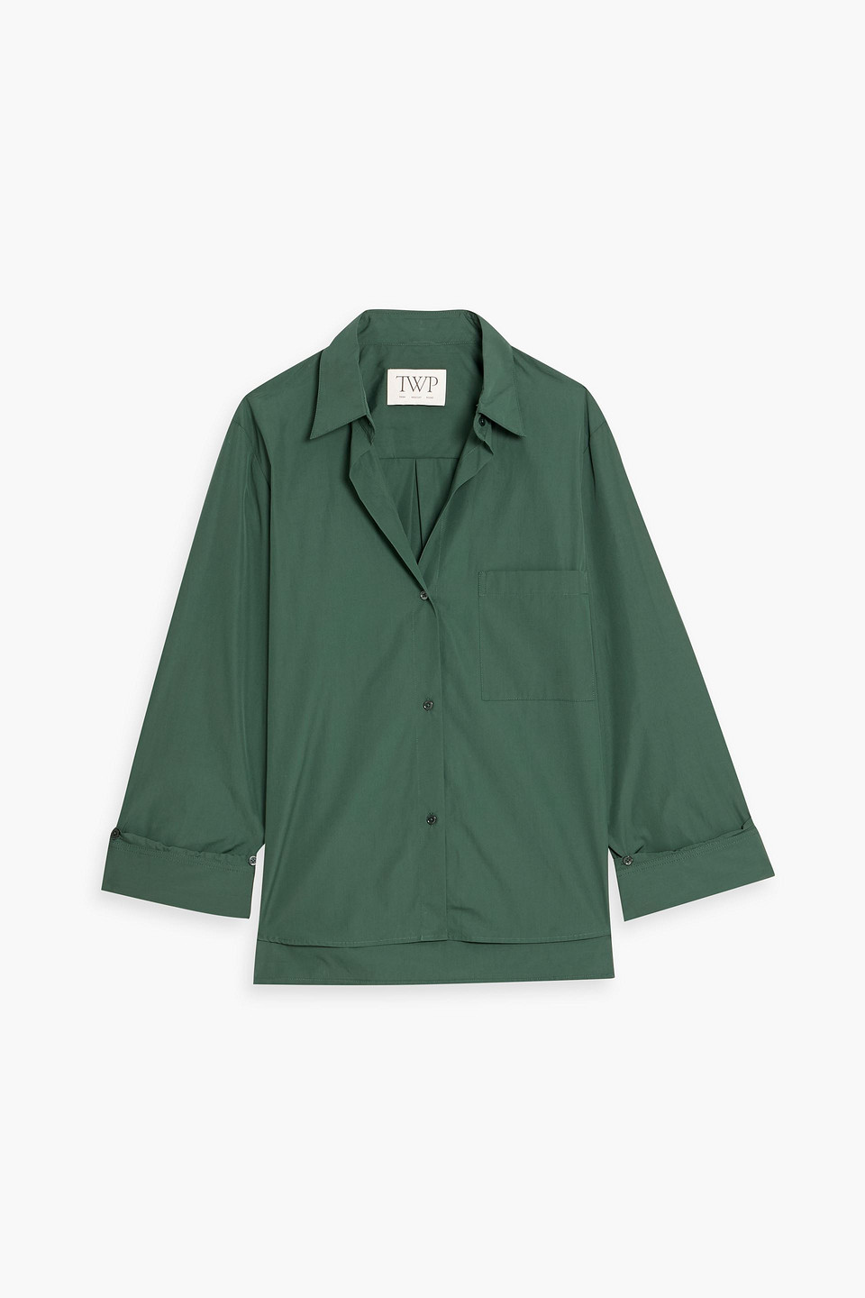 twp - next morning cotton-poplin shirt - green - xs/s